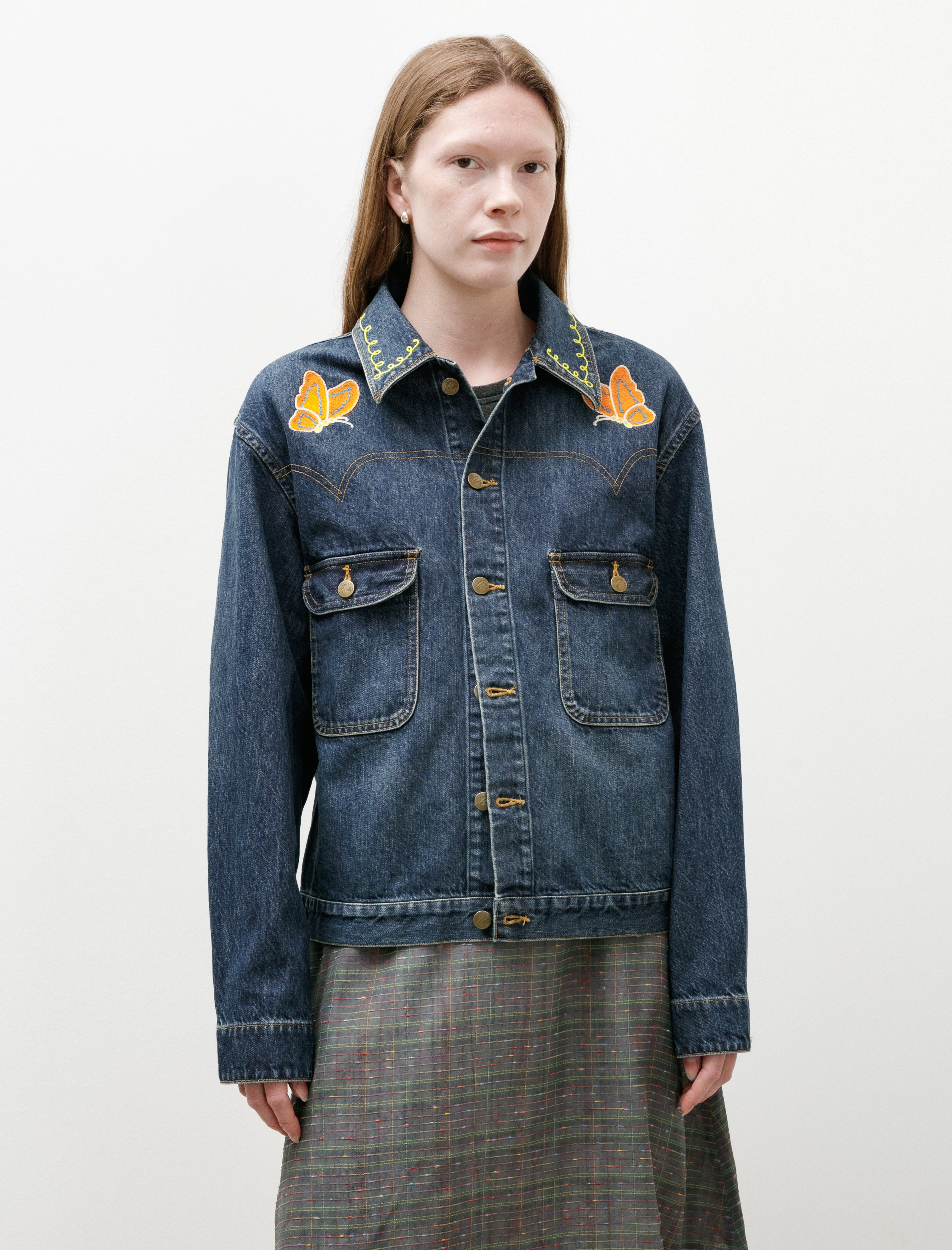 Needles Papillon Embroidered Jean Jacket