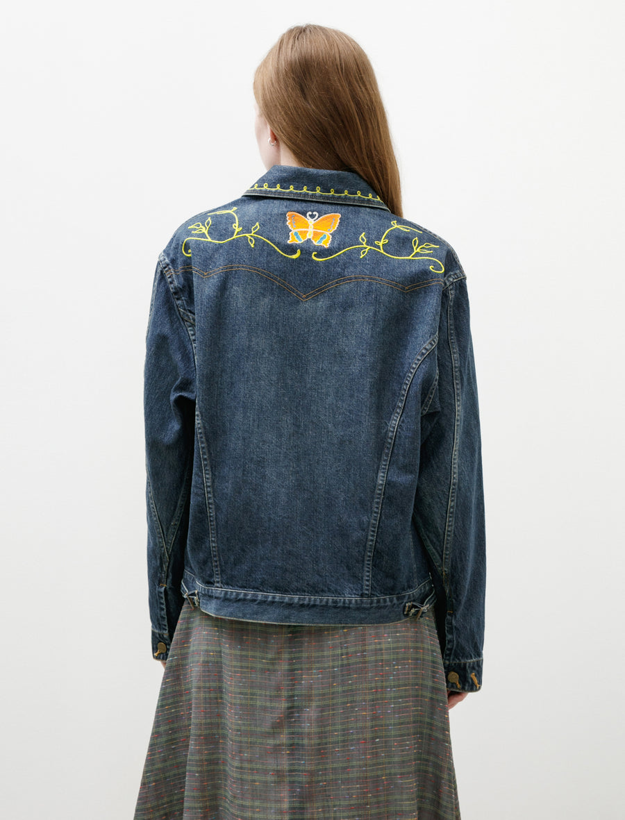 Papillon Embroidered Jean Jacket - Image 2