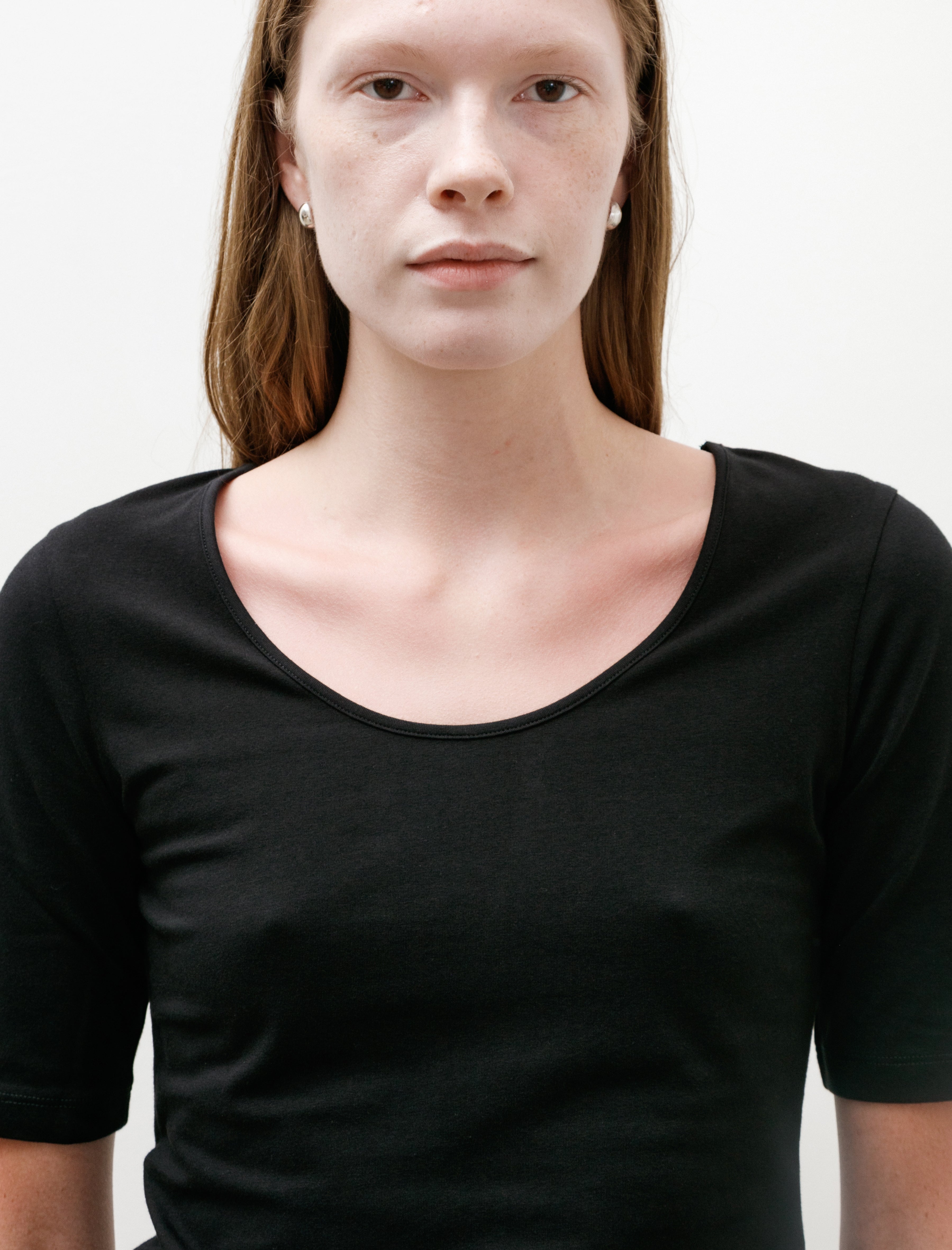 Sunspel Stretch Scoop Neck Top Black