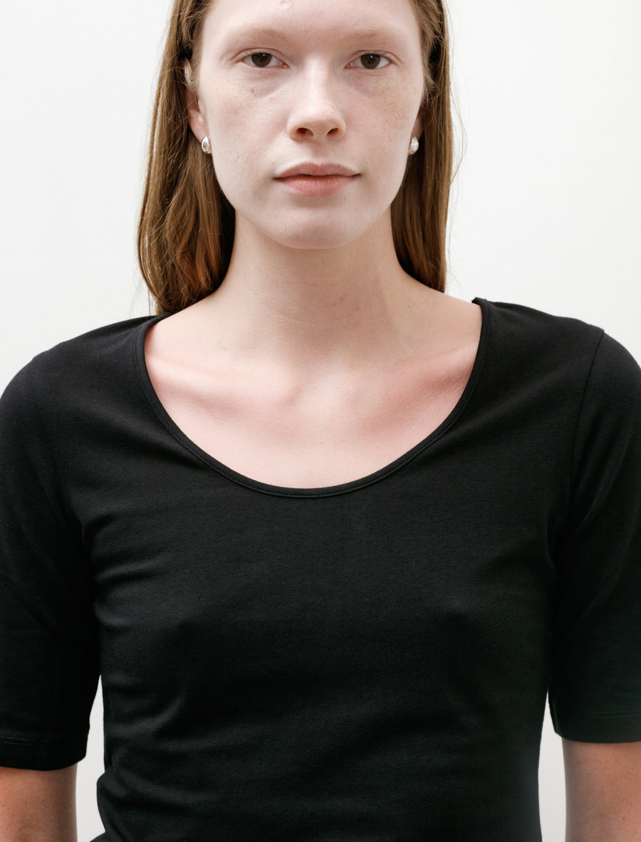 Stretch Scoop Neck Top Black - Image 4