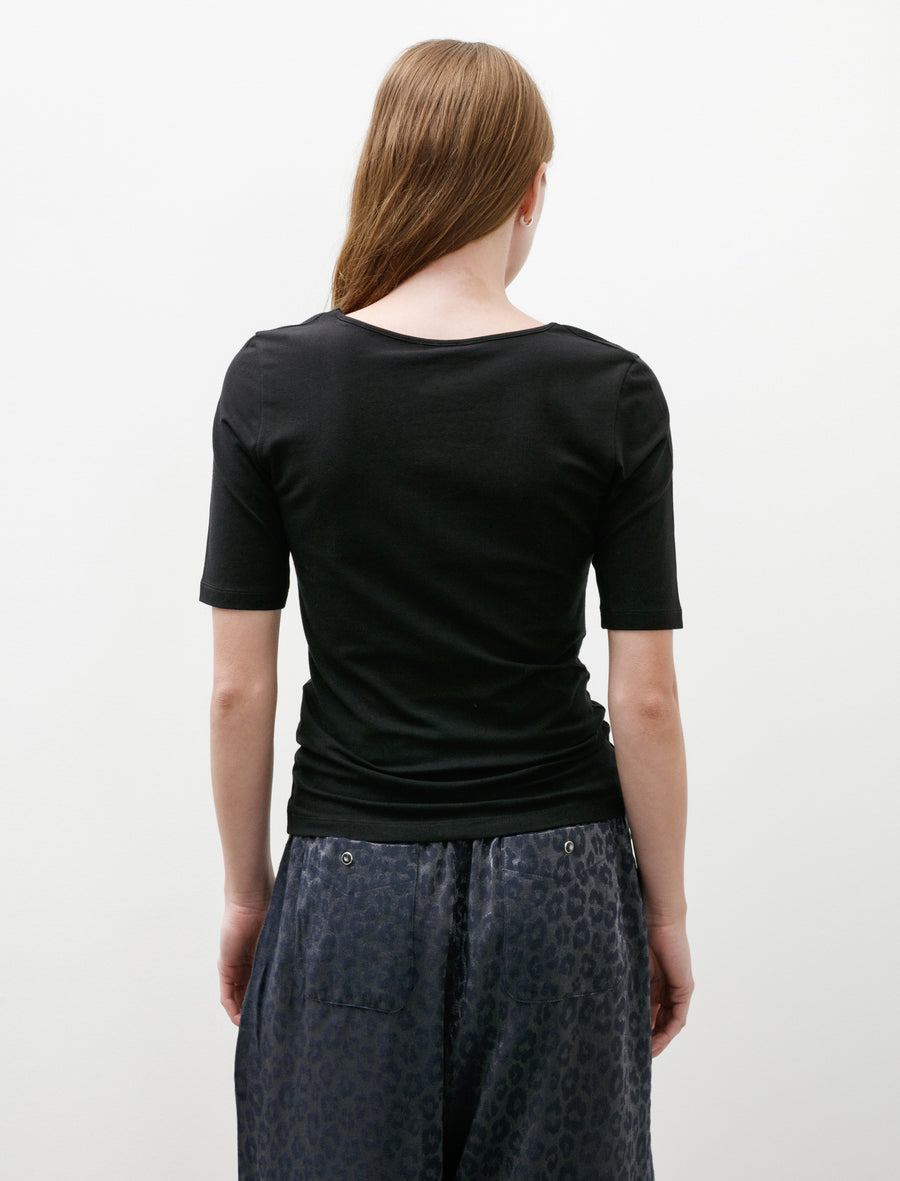 Stretch Scoop Neck Top Black - Image 2