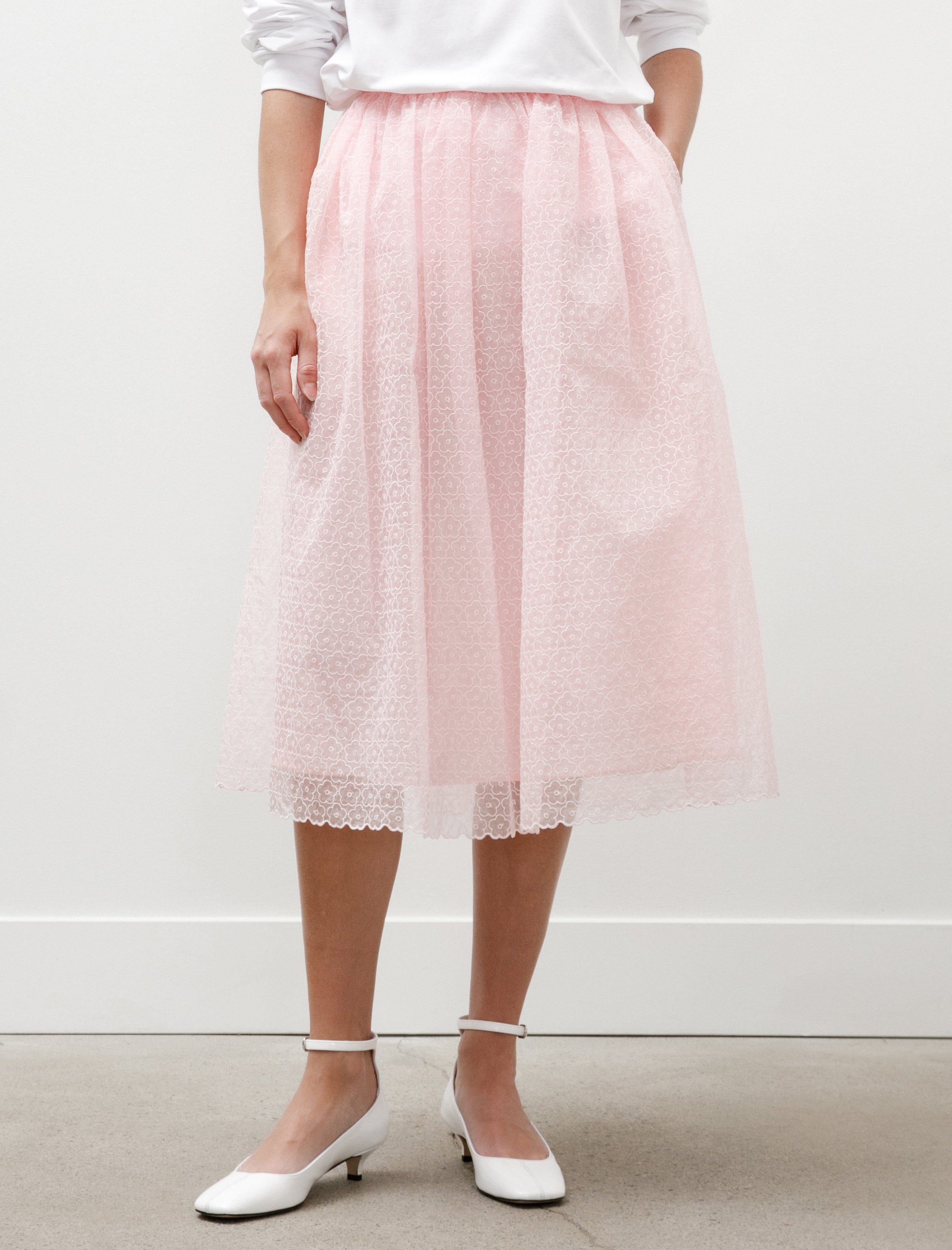 Cecilie Bahnsen Bala Skirt Windflower Embroidery Blush Pink