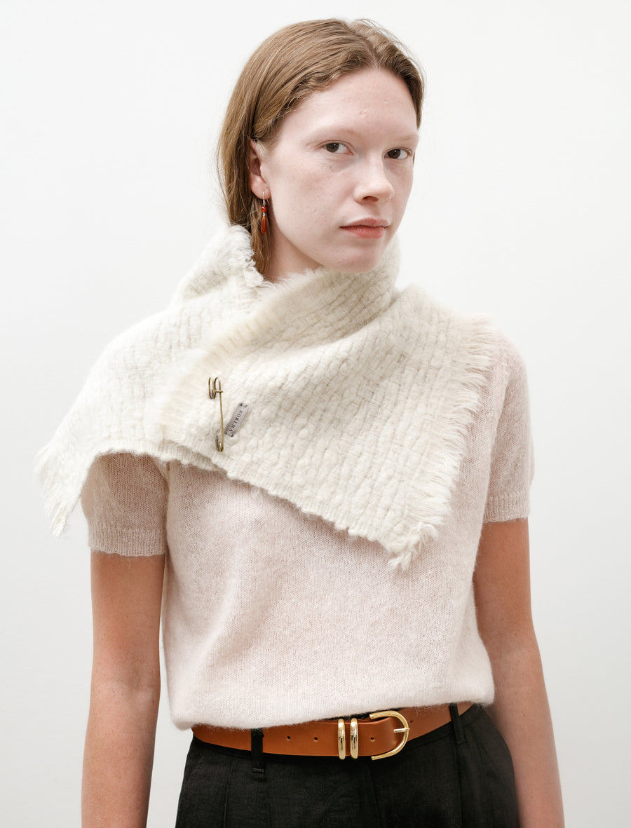Handspun Dawn Neck Warmer Natural Yak White - Image 1