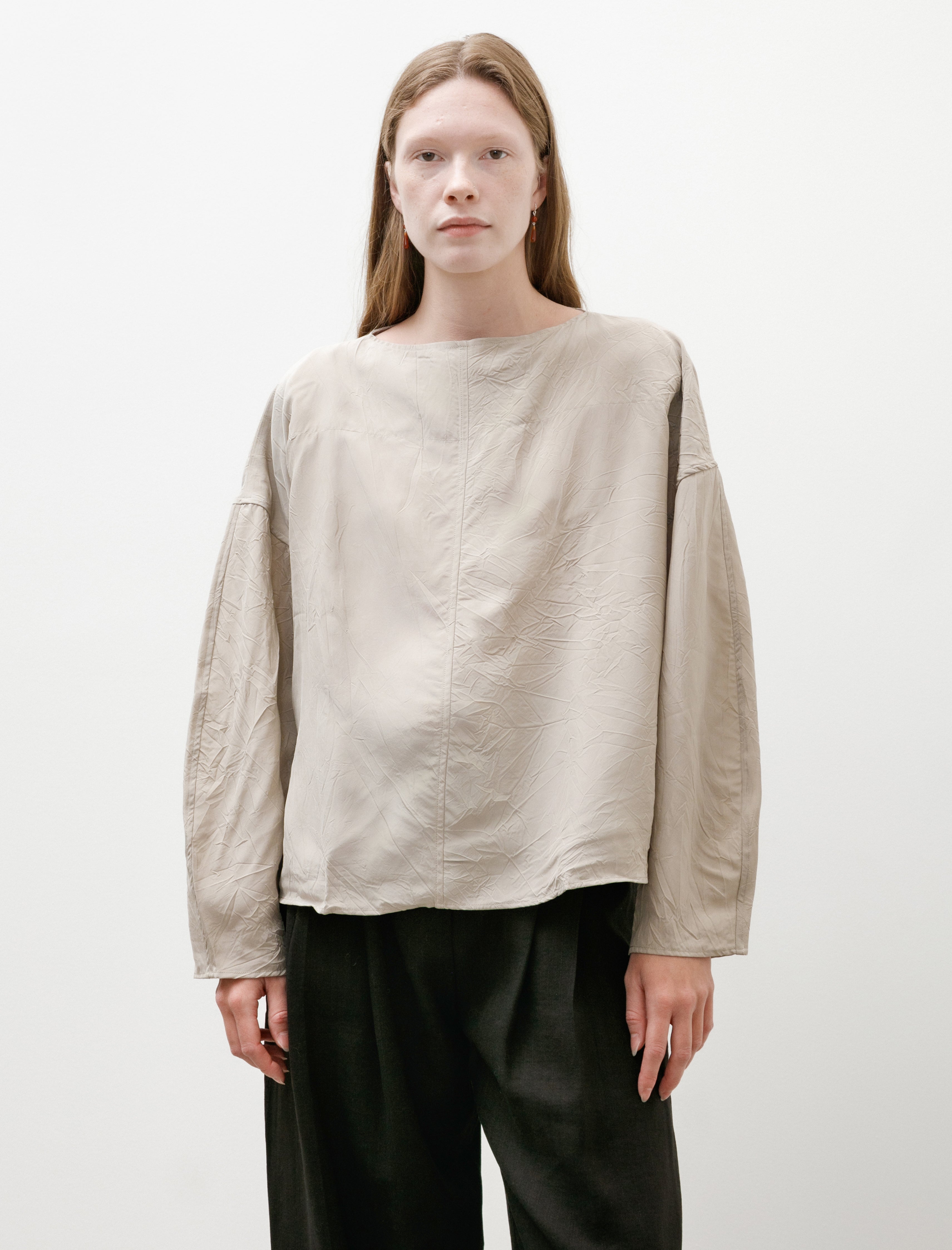 Studio Nicholson Lau Boxy Top Crushed Viscose Sable