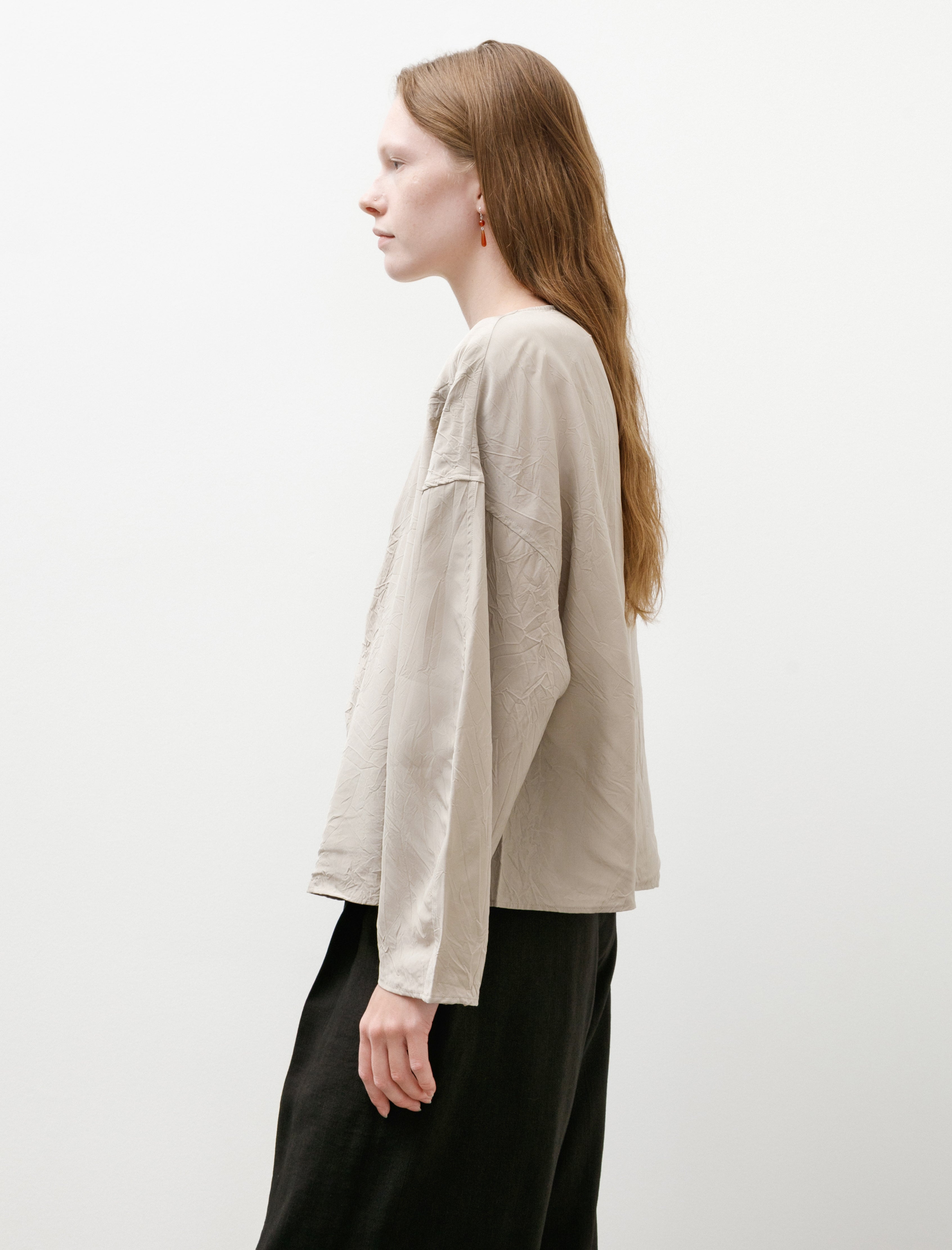 Studio Nicholson Lau Boxy Top Crushed Viscose Sable