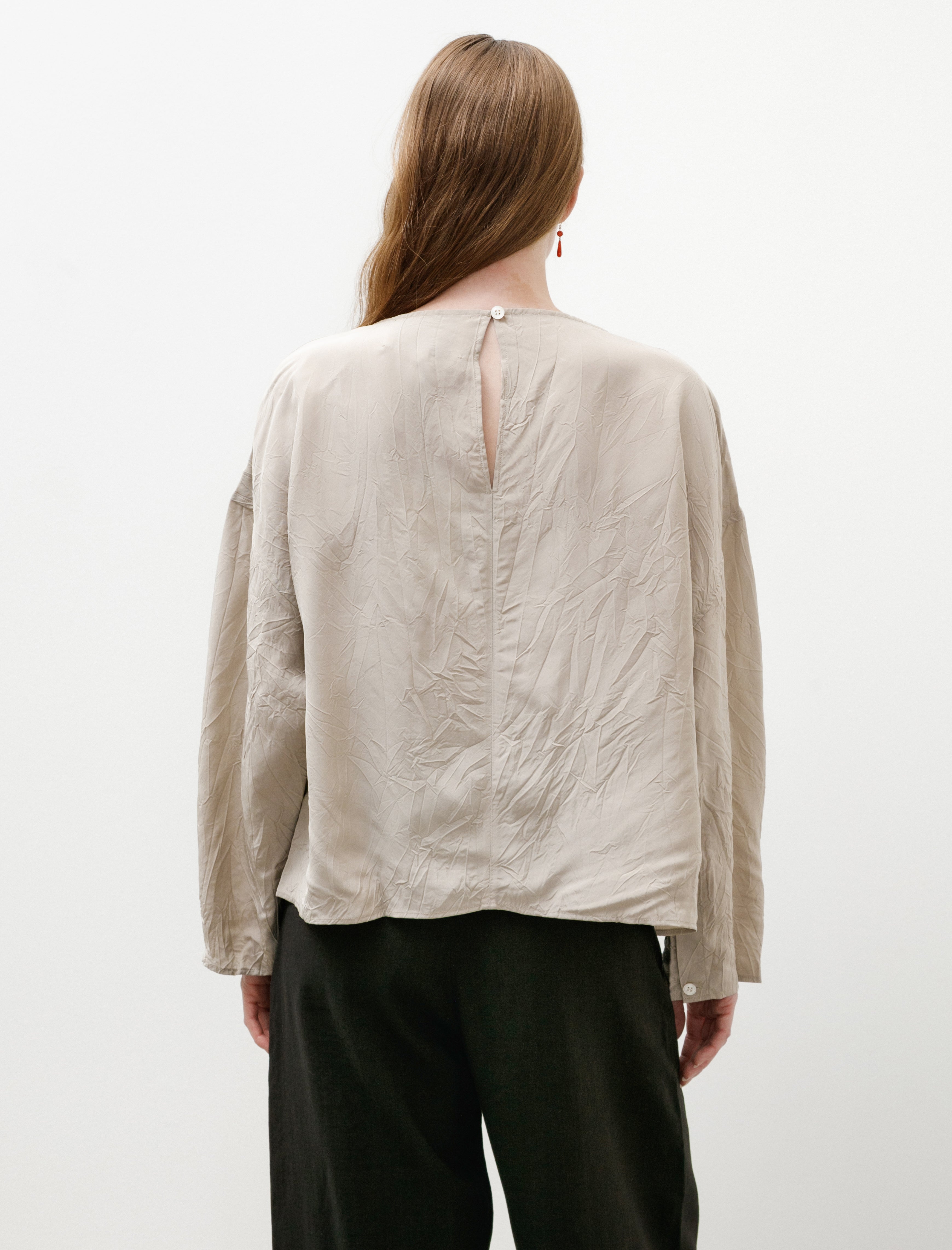 Studio Nicholson Lau Boxy Top Crushed Viscose Sable