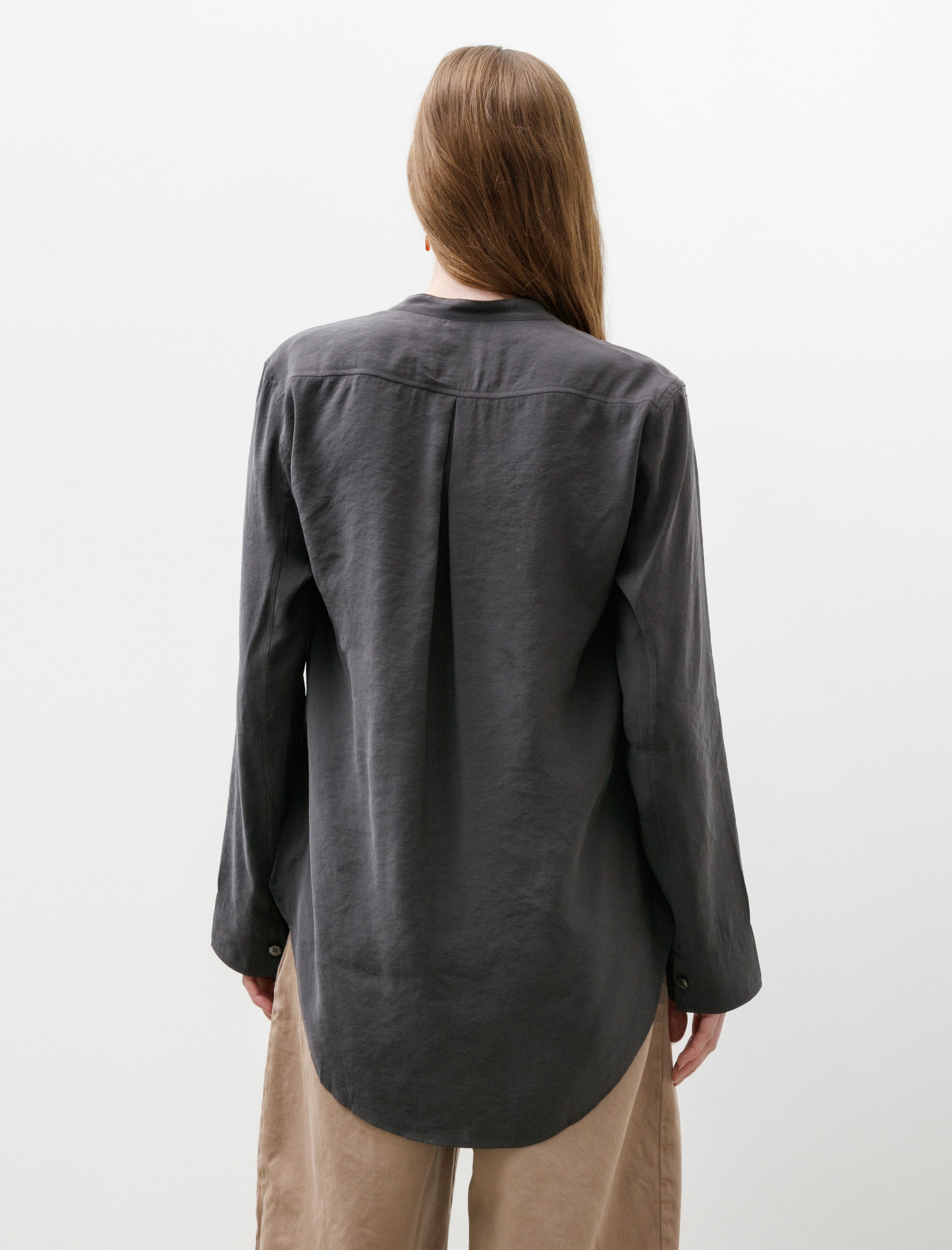 Studio Nicholson Pampa Draped Neck Top Powder Modal Coal
