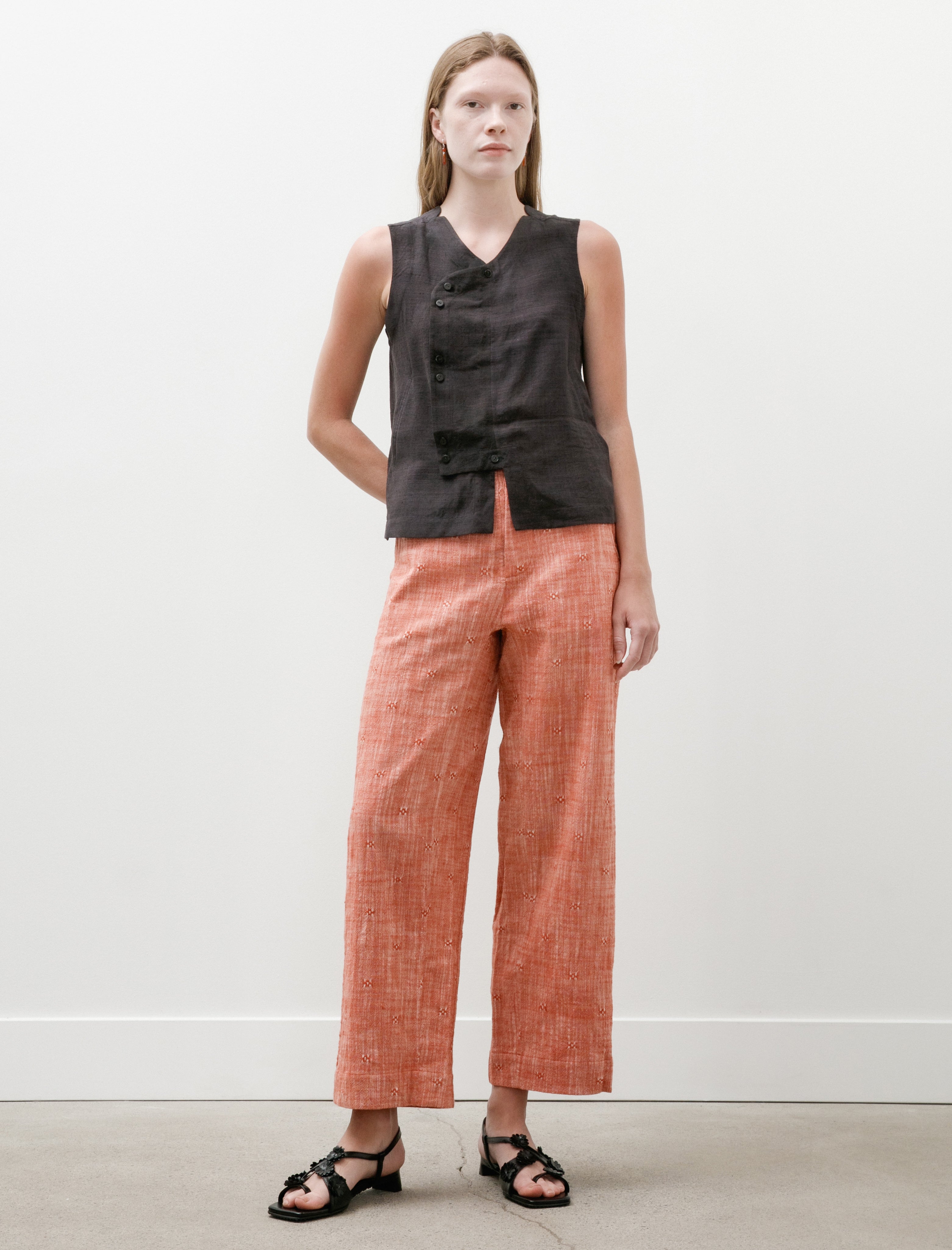 SeventyFive Straight Rambling Trousers Handwoven Red