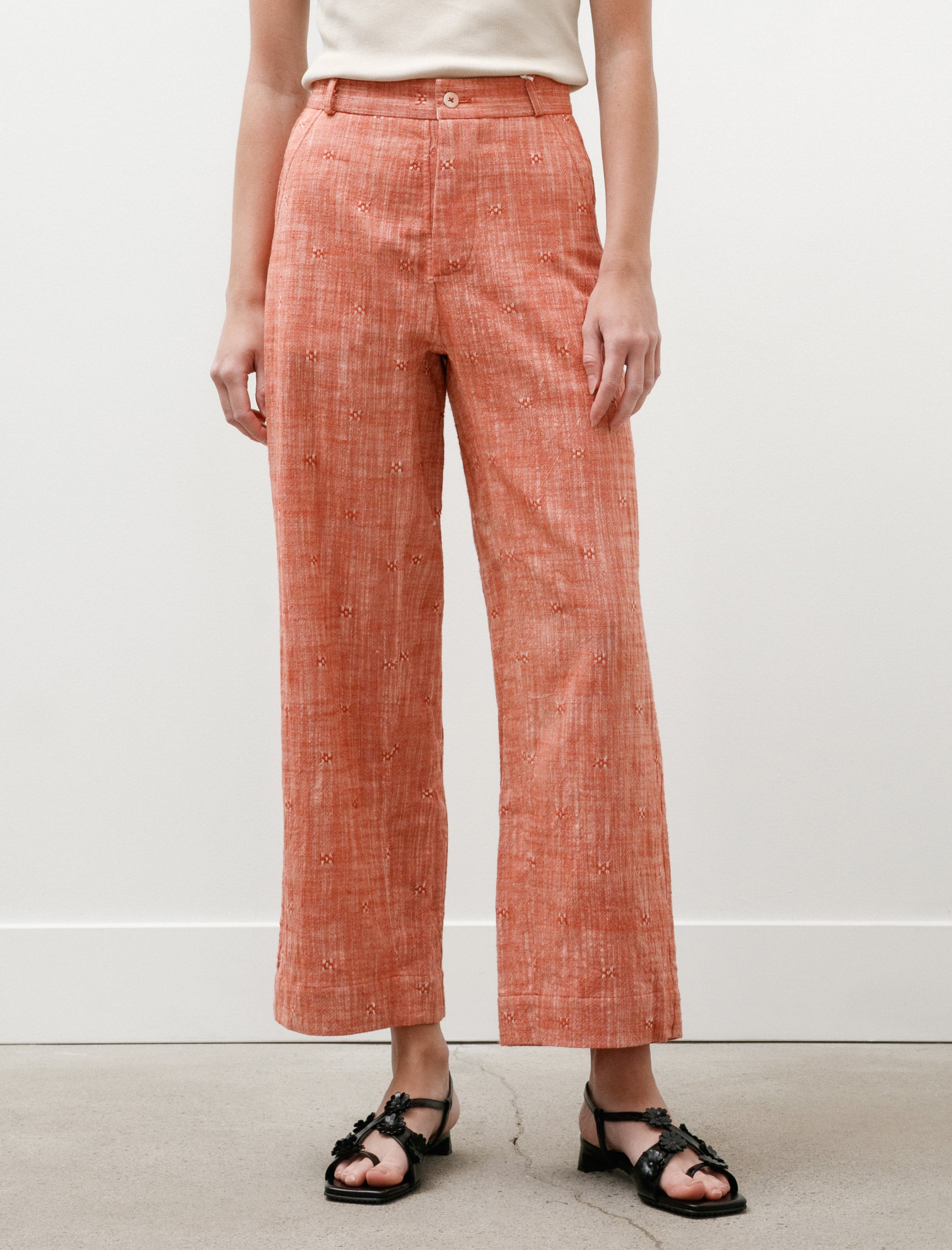 SeventyFive Straight Rambling Trousers Handwoven Red