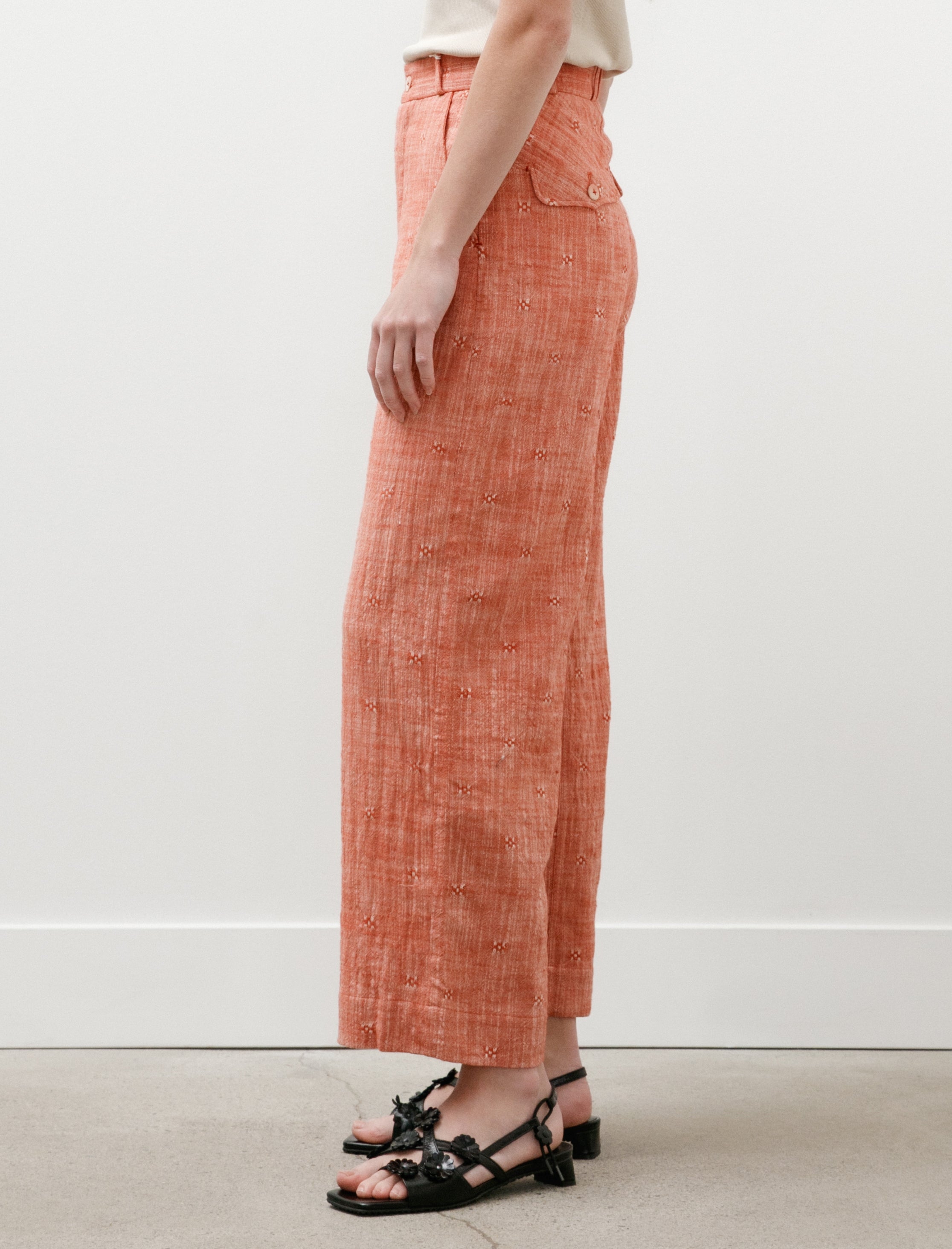 SeventyFive Straight Rambling Trousers Handwoven Red