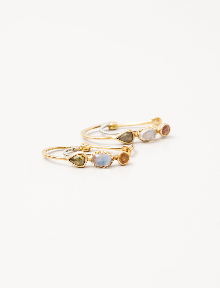 Poissardes Earrings Sapphire/Moonstone/Diamonds - Image 2