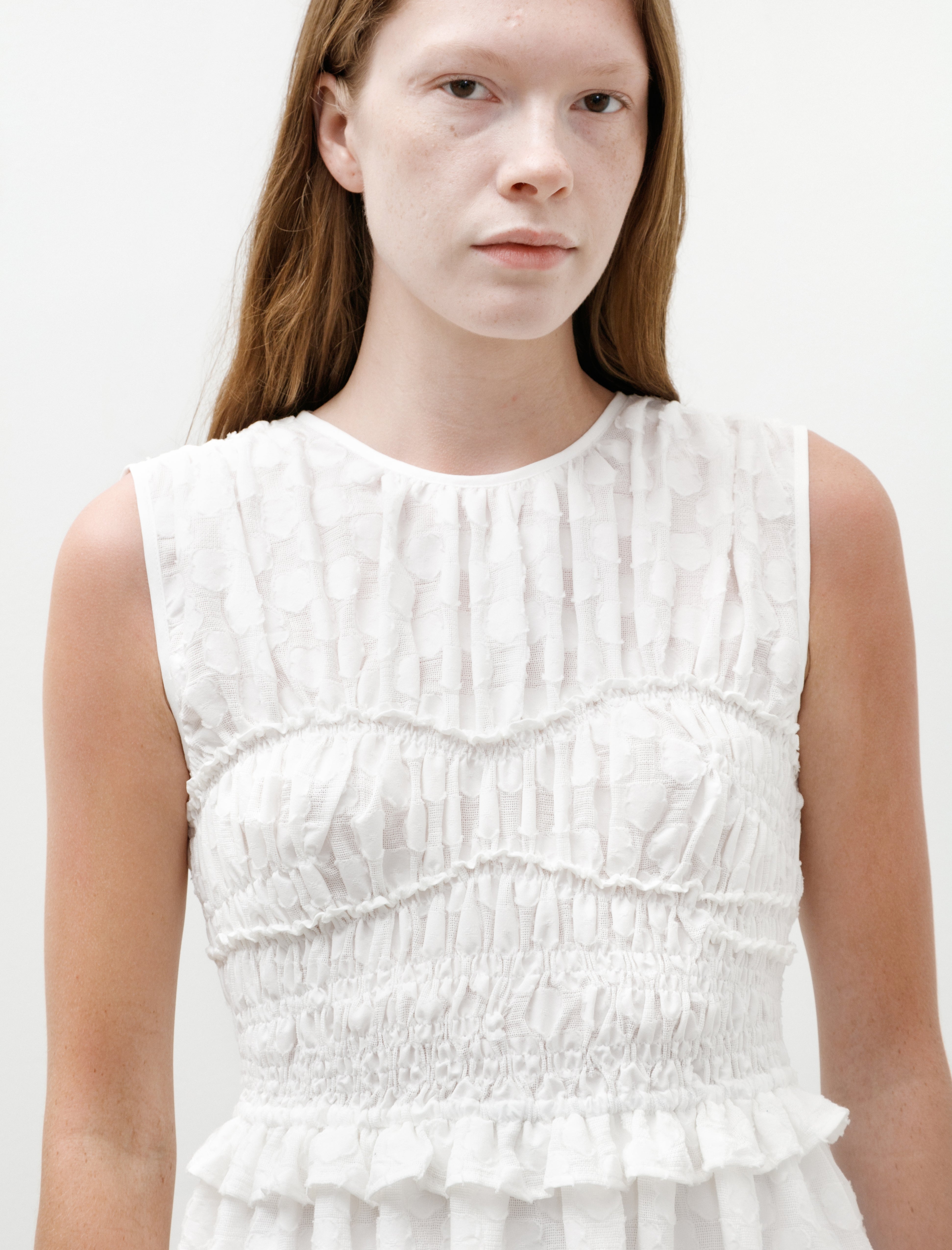 Cecilie Bahnsen Dinah Dress Fleur Fil-Coupé White