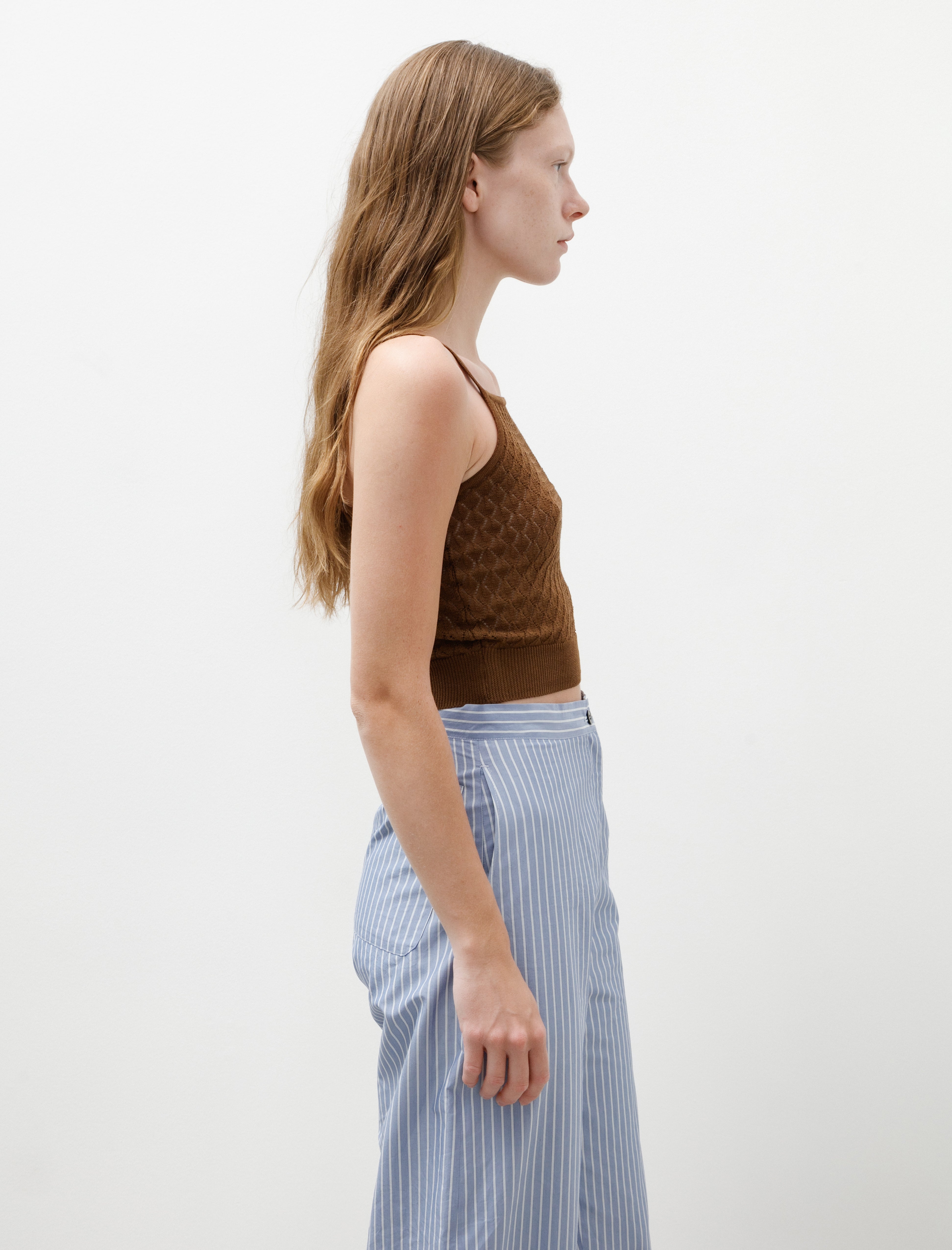 Ernie Palo Open Work Knit Camisole Brown
