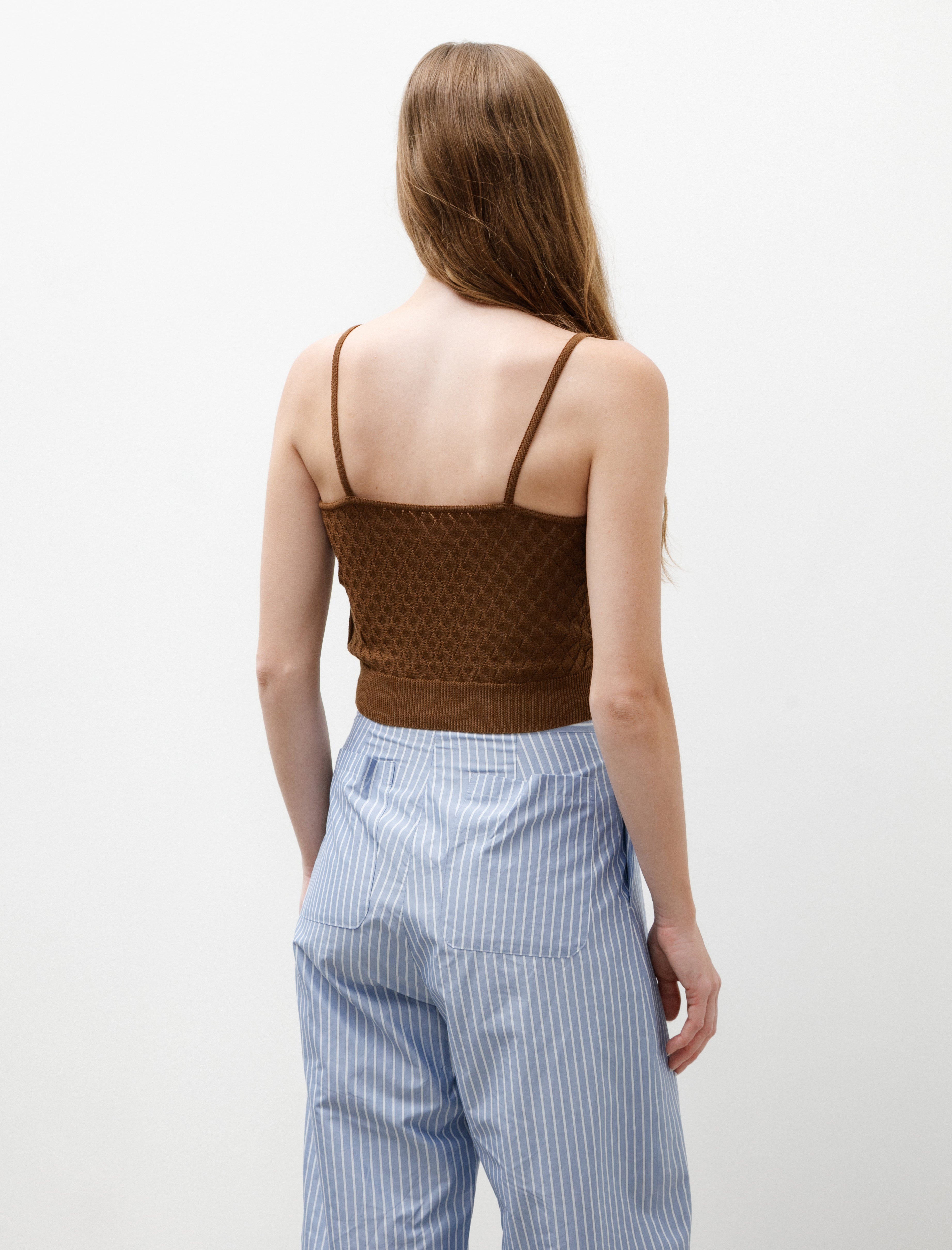 Ernie Palo Open Work Knit Camisole Brown