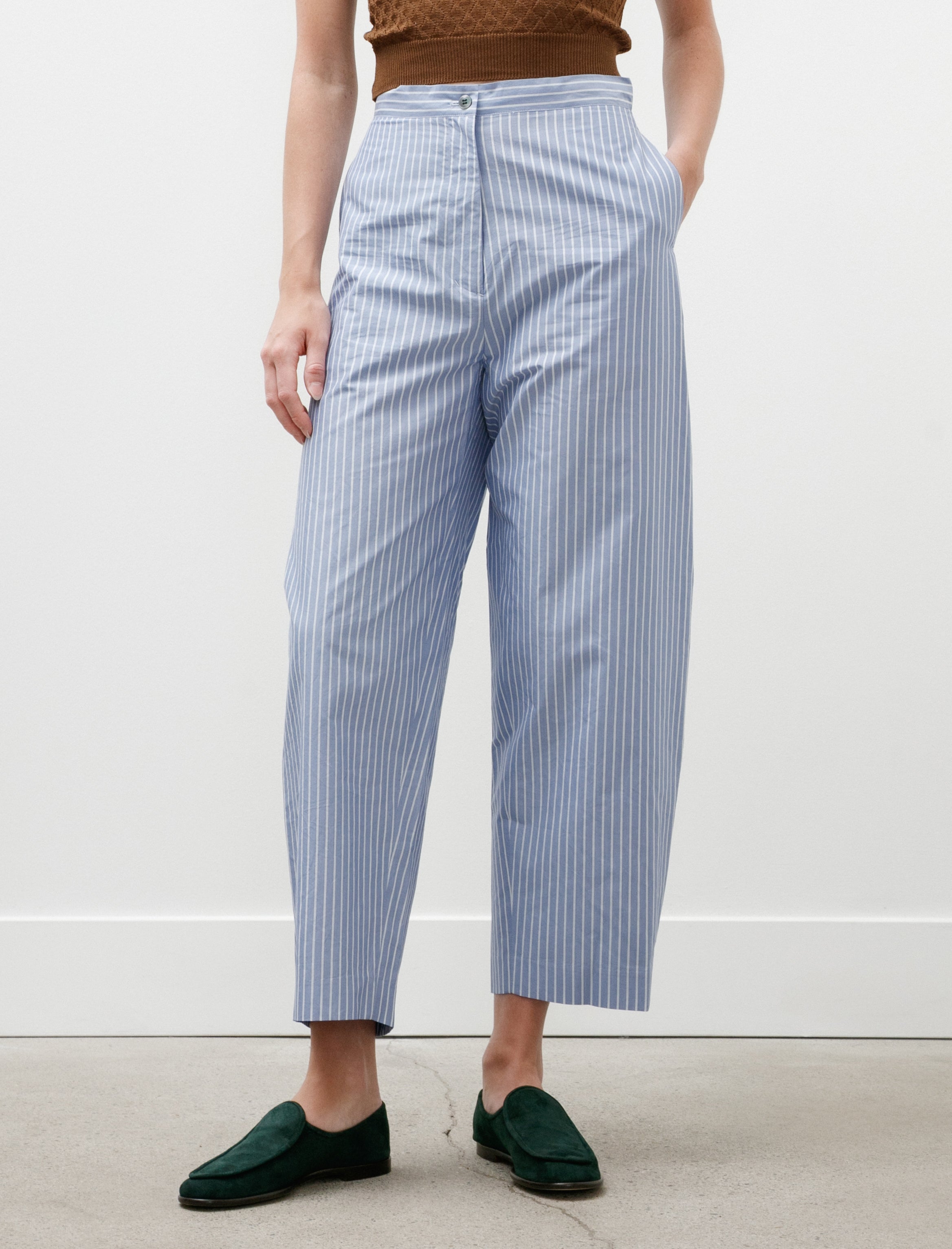 Ernie Palo Silk Cotton Easy Curve Pants Sax