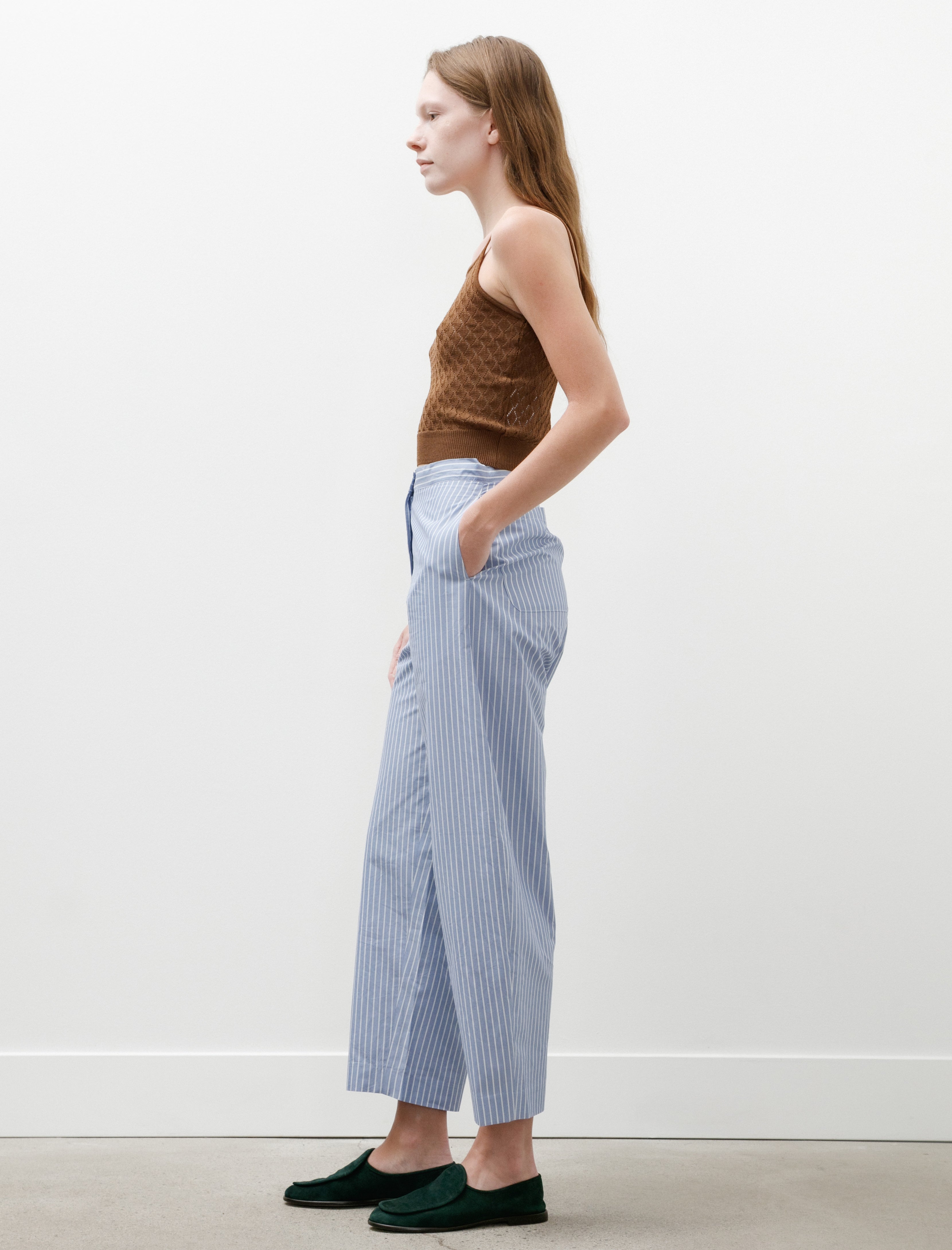 Ernie Palo Silk Cotton Easy Curve Pants Sax