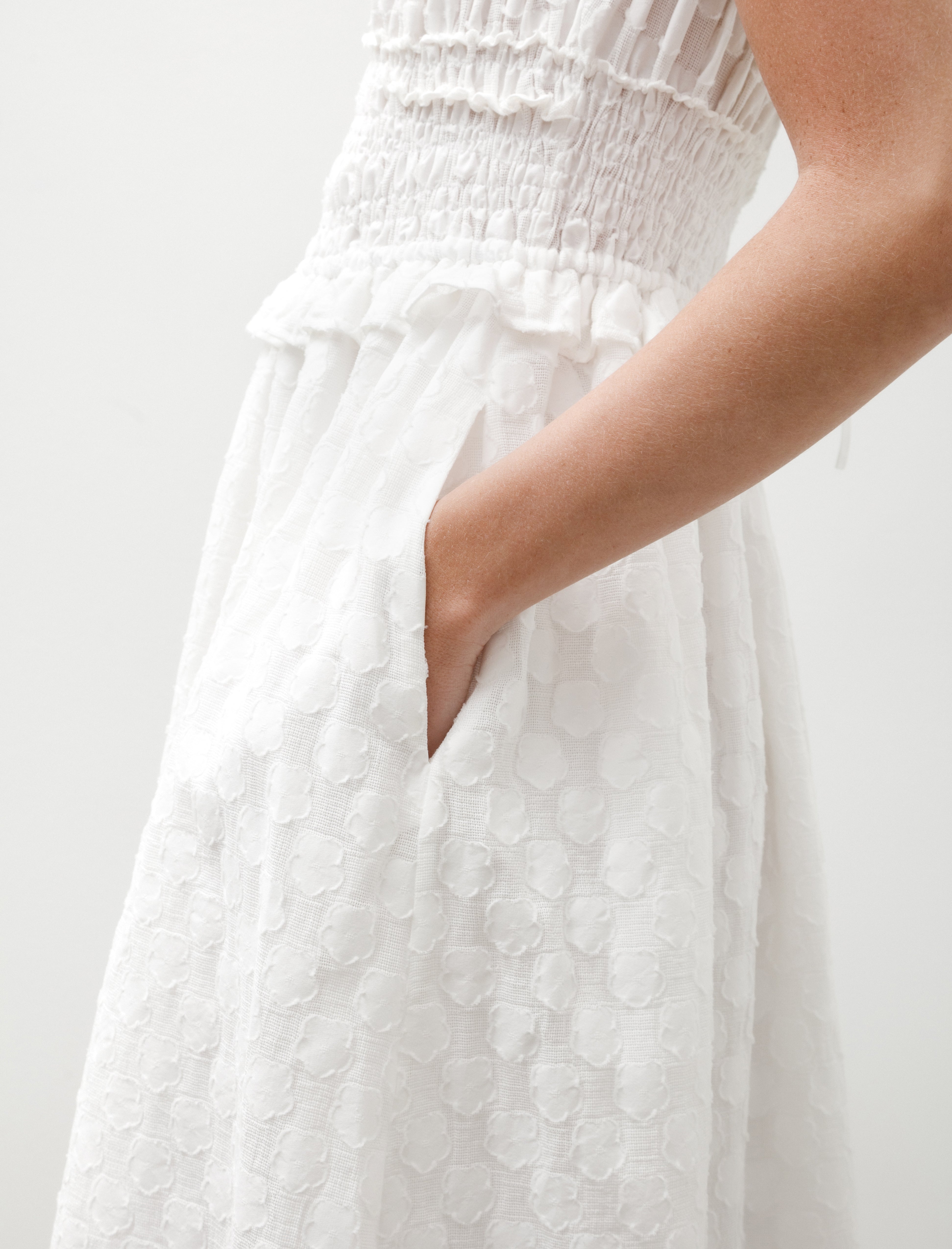 Cecilie Bahnsen Dinah Dress Fleur Fil-Coupé White