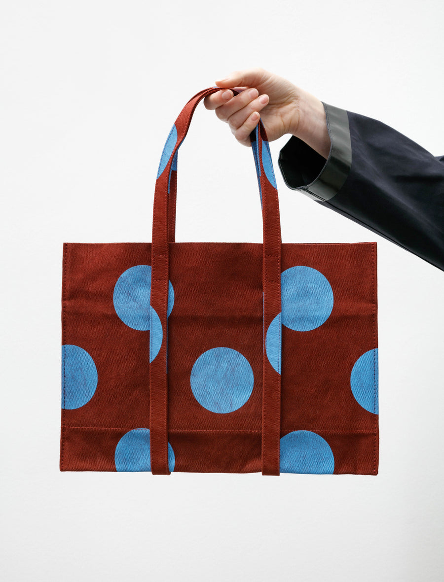 Washed Canvas Dot Tote Sky Blue Small - Image 1