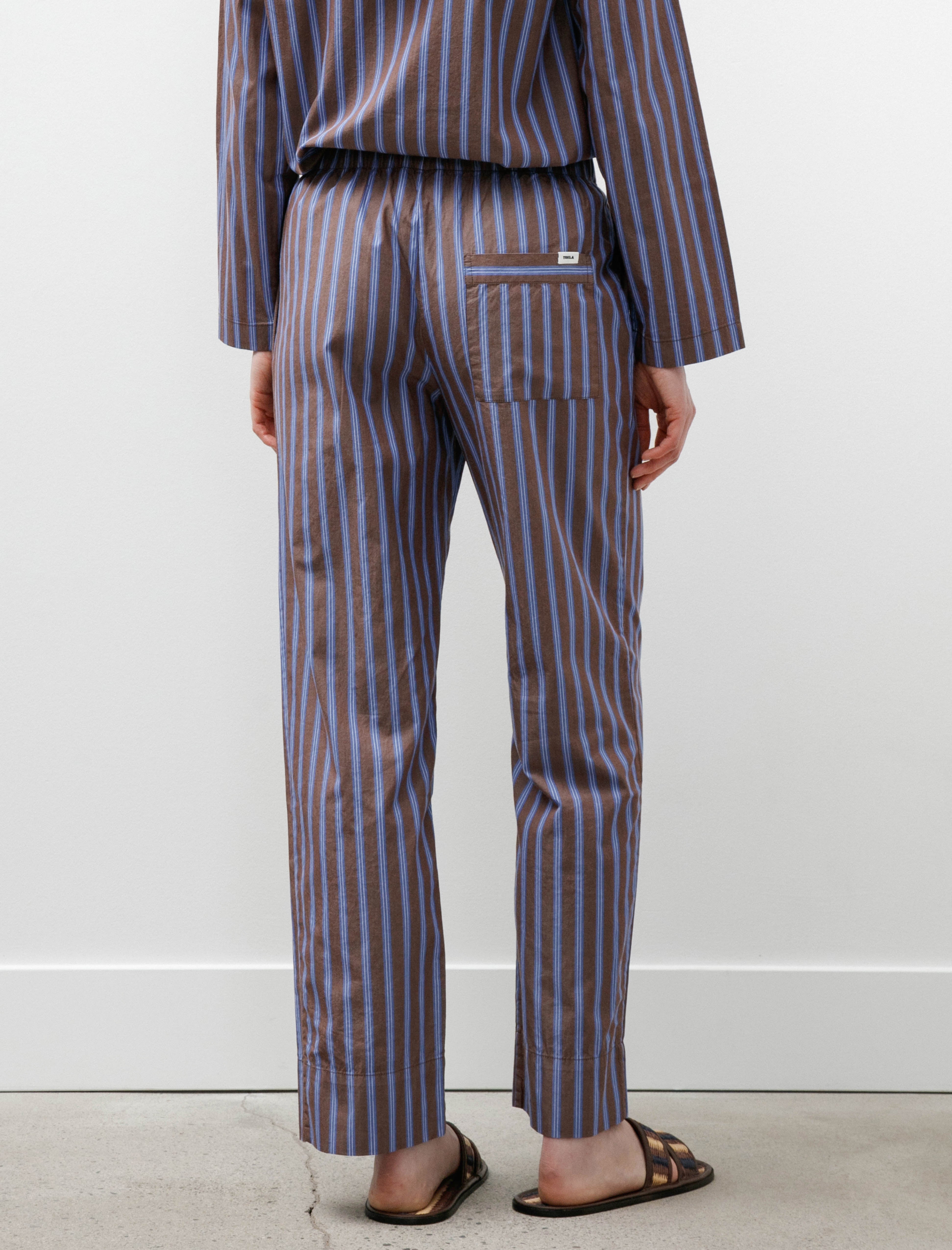 Tekla Poplin Pyjama Pants Chestnut Stripe
