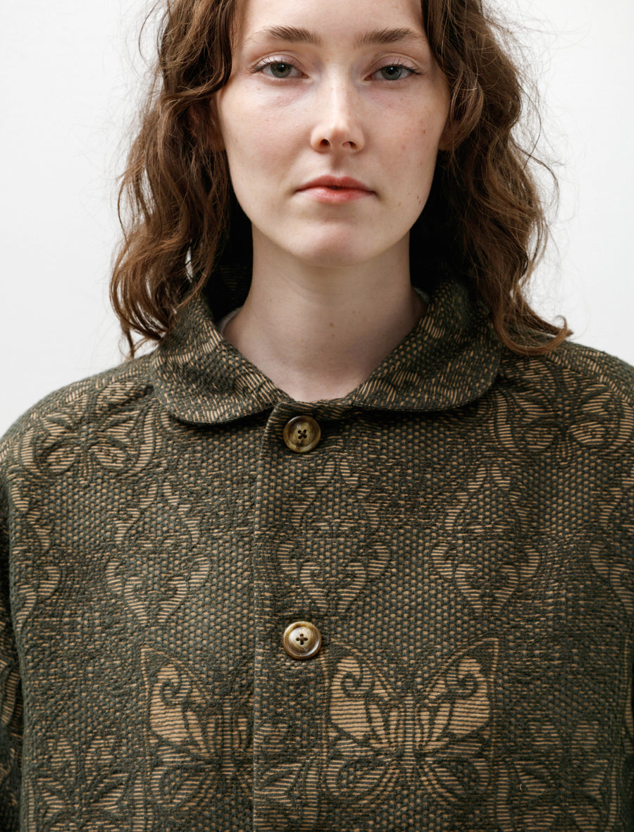 Stand Collar Jacket Papillon Jacquard Green - Image 2