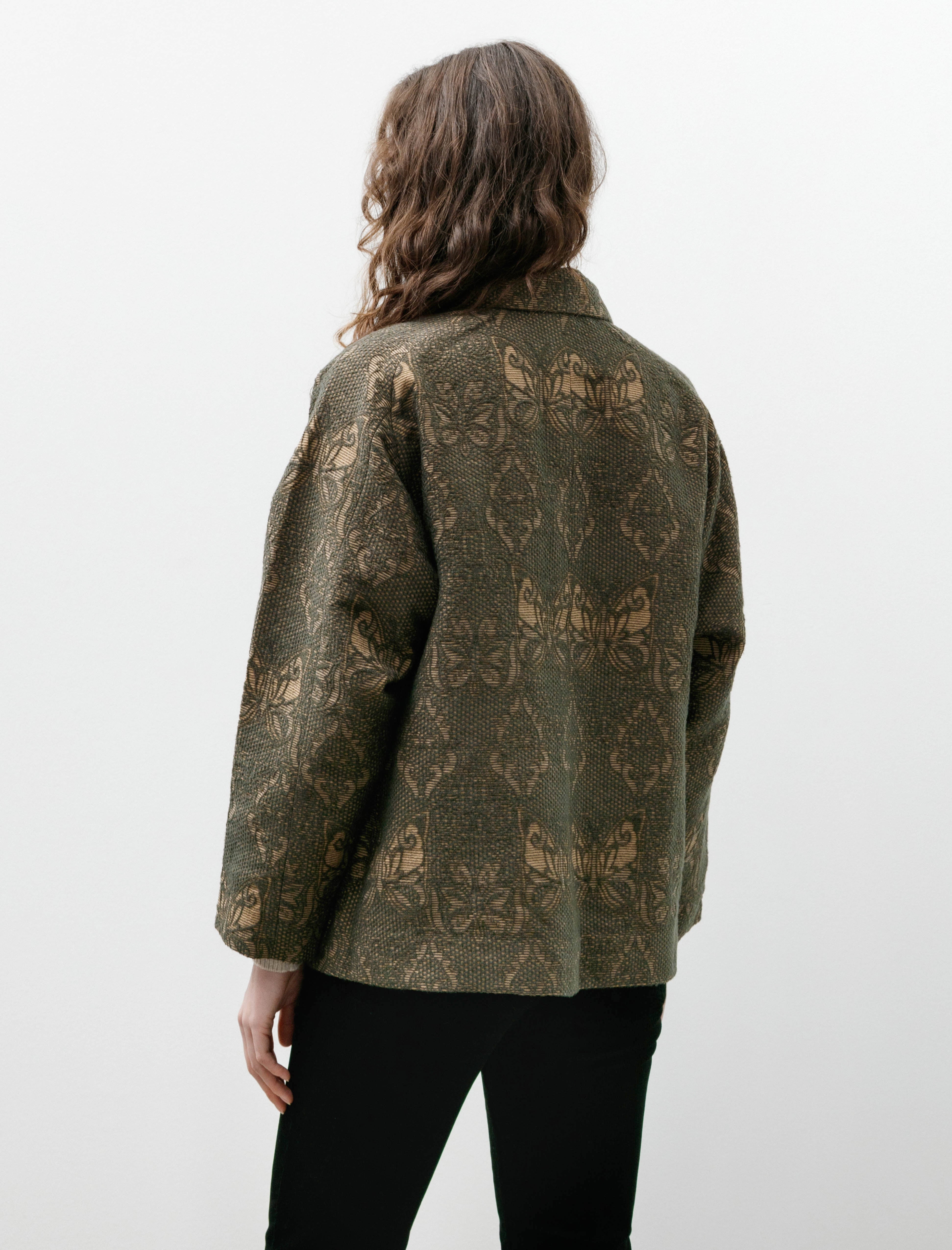 Needles Stand Collar Jacket Papillon Jacquard Green
