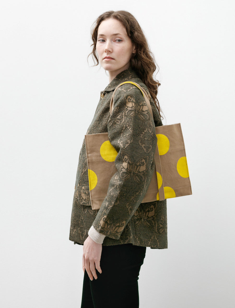 Washed Canvas Dot Tote Yellow Small - Image 2