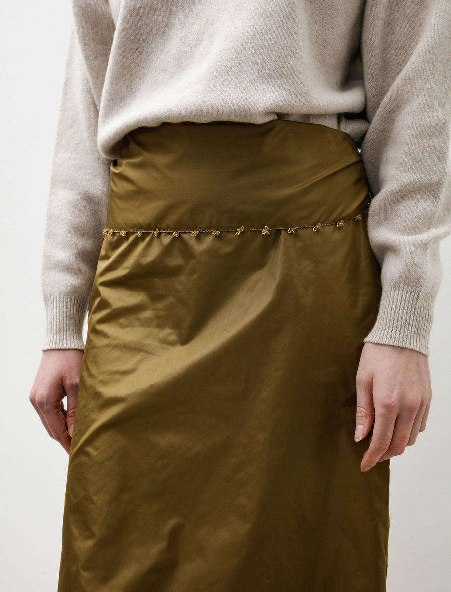 Straight Skirt With Oya Beading Olive - Image 2