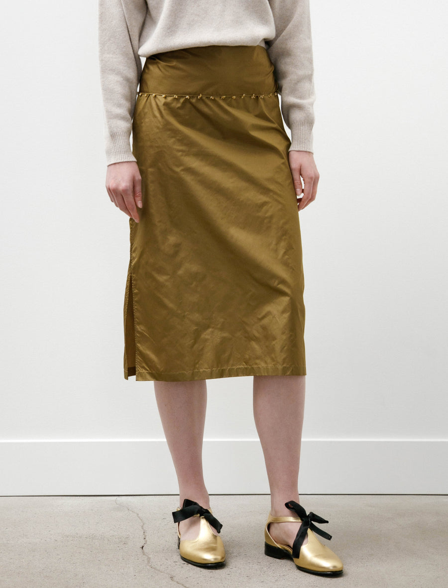 Straight Skirt With Oya Beading Olive - Image 3