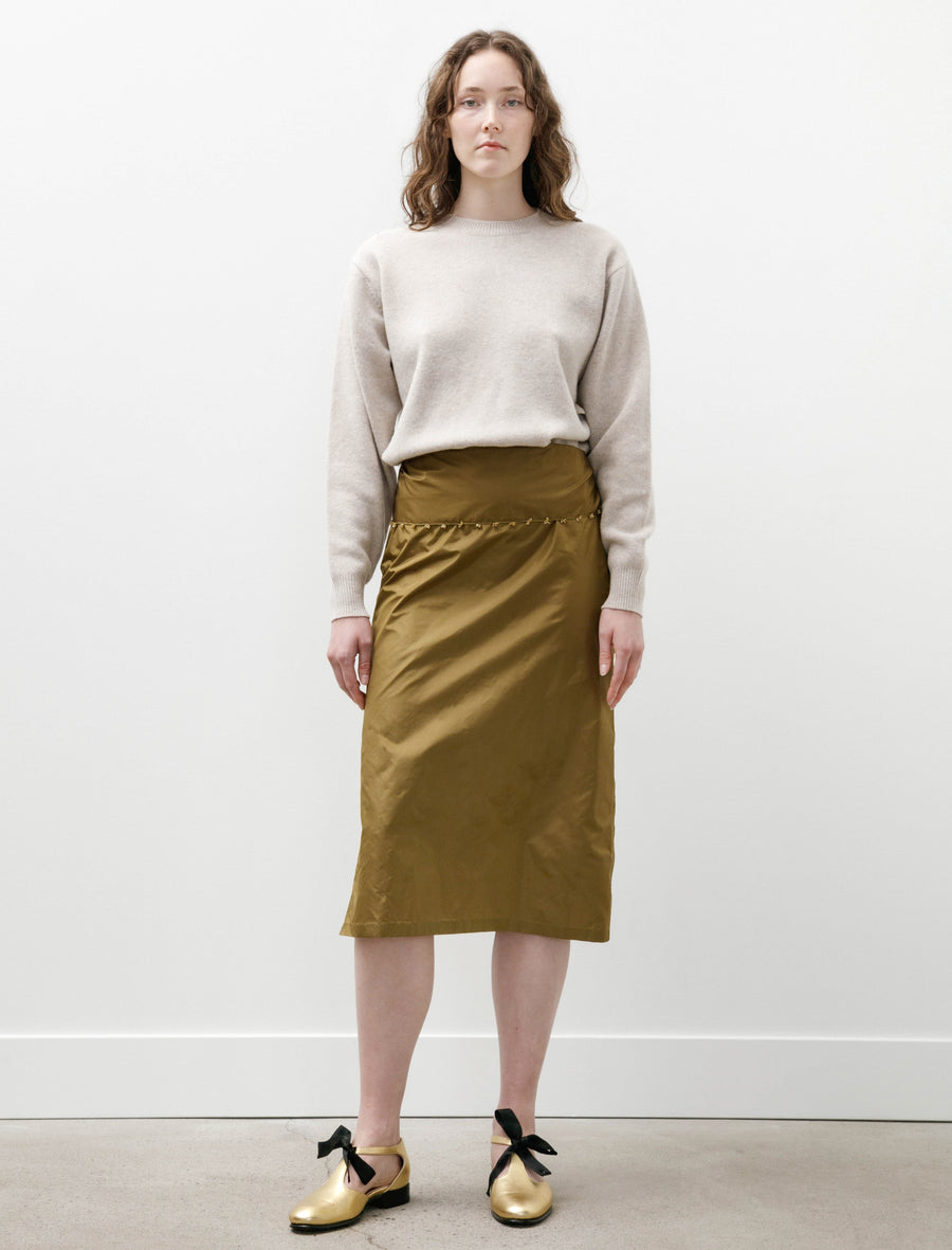 Straight Skirt With Oya Beading Olive - Image 1