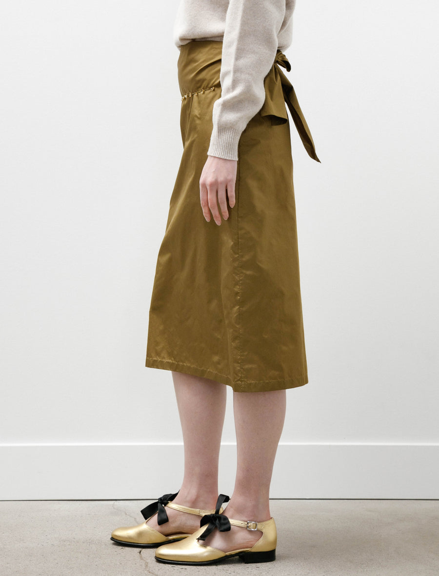 Straight Skirt With Oya Beading Olive - Image 5