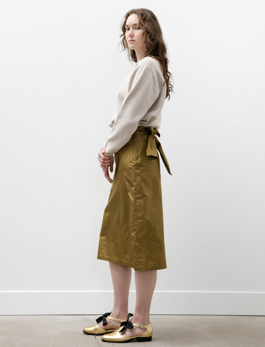 Straight Skirt With Oya Beading Olive - Image 4