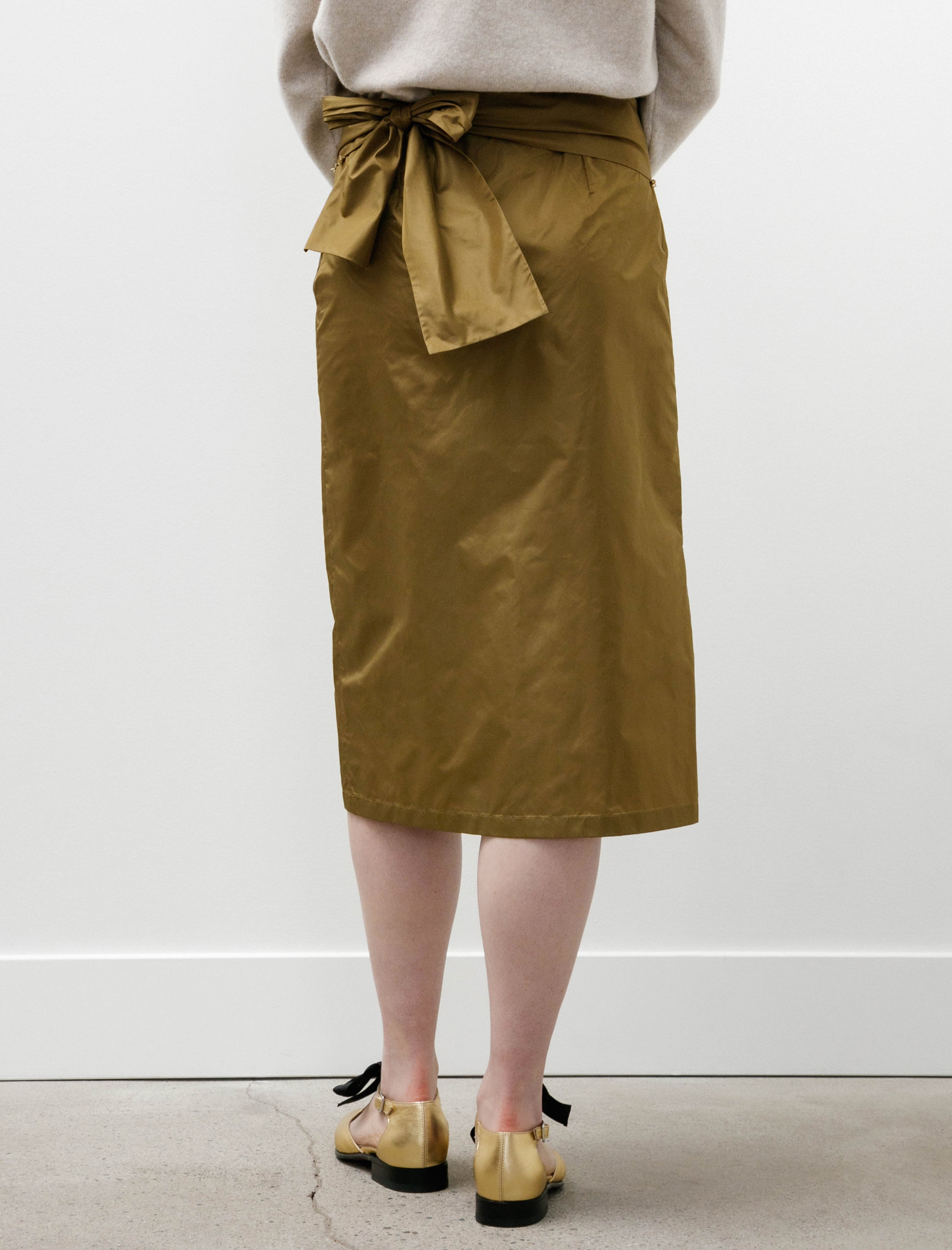 Sera Straight Skirt With Oya Beading Olive