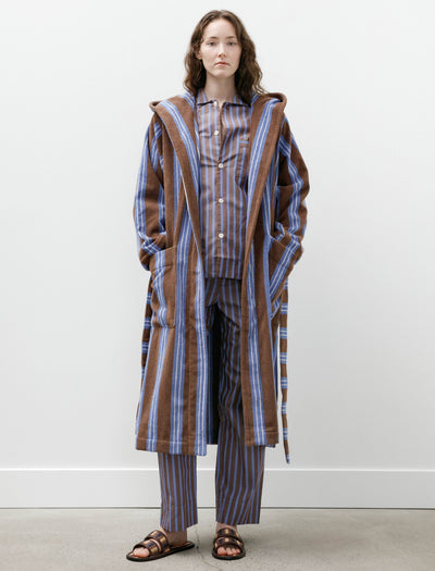 Hooded Bathrobe Chestnut Stripes