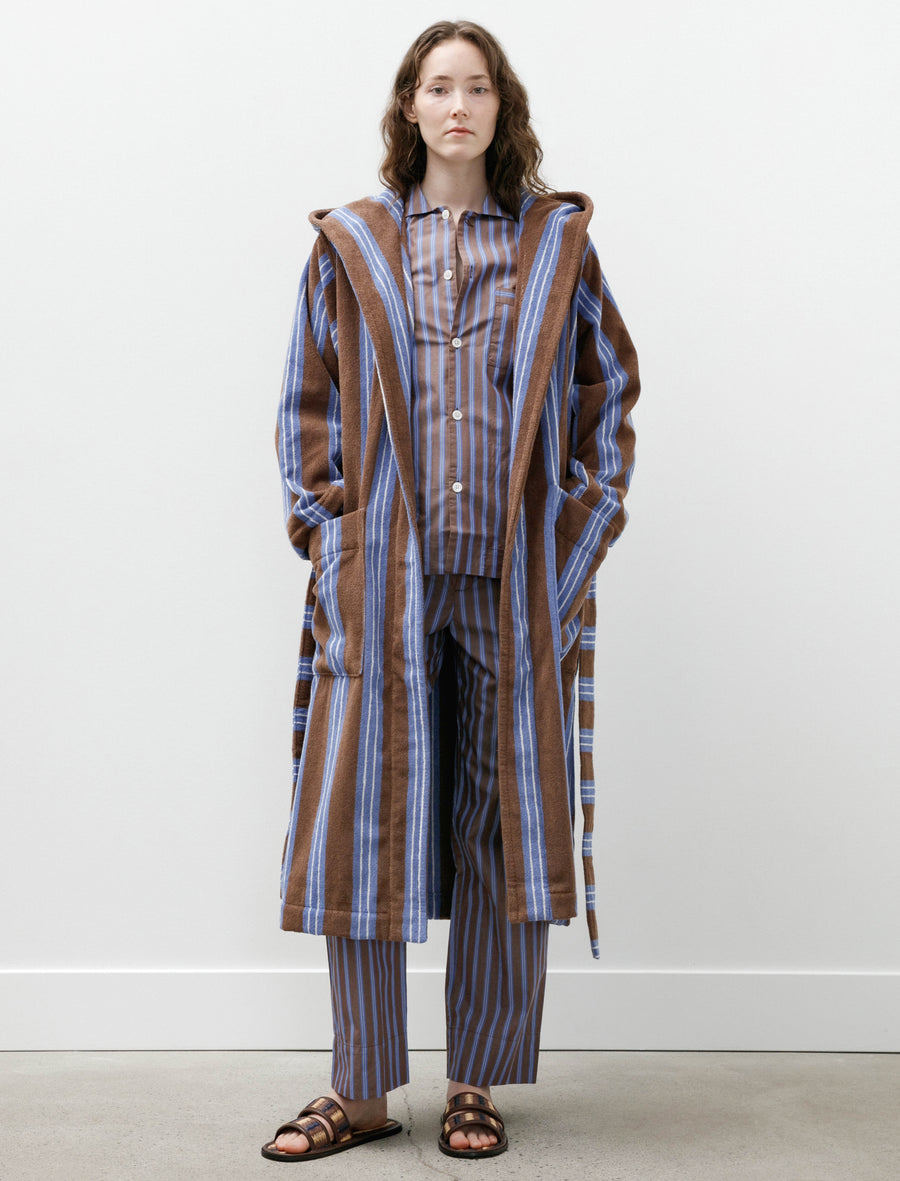 Hooded Bathrobe Chestnut Stripes - Image 1