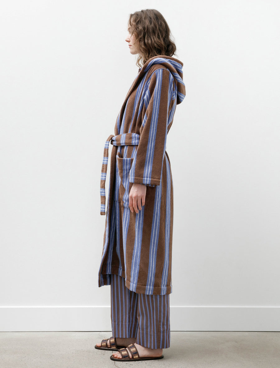 Hooded Bathrobe Chestnut Stripes - Image 3