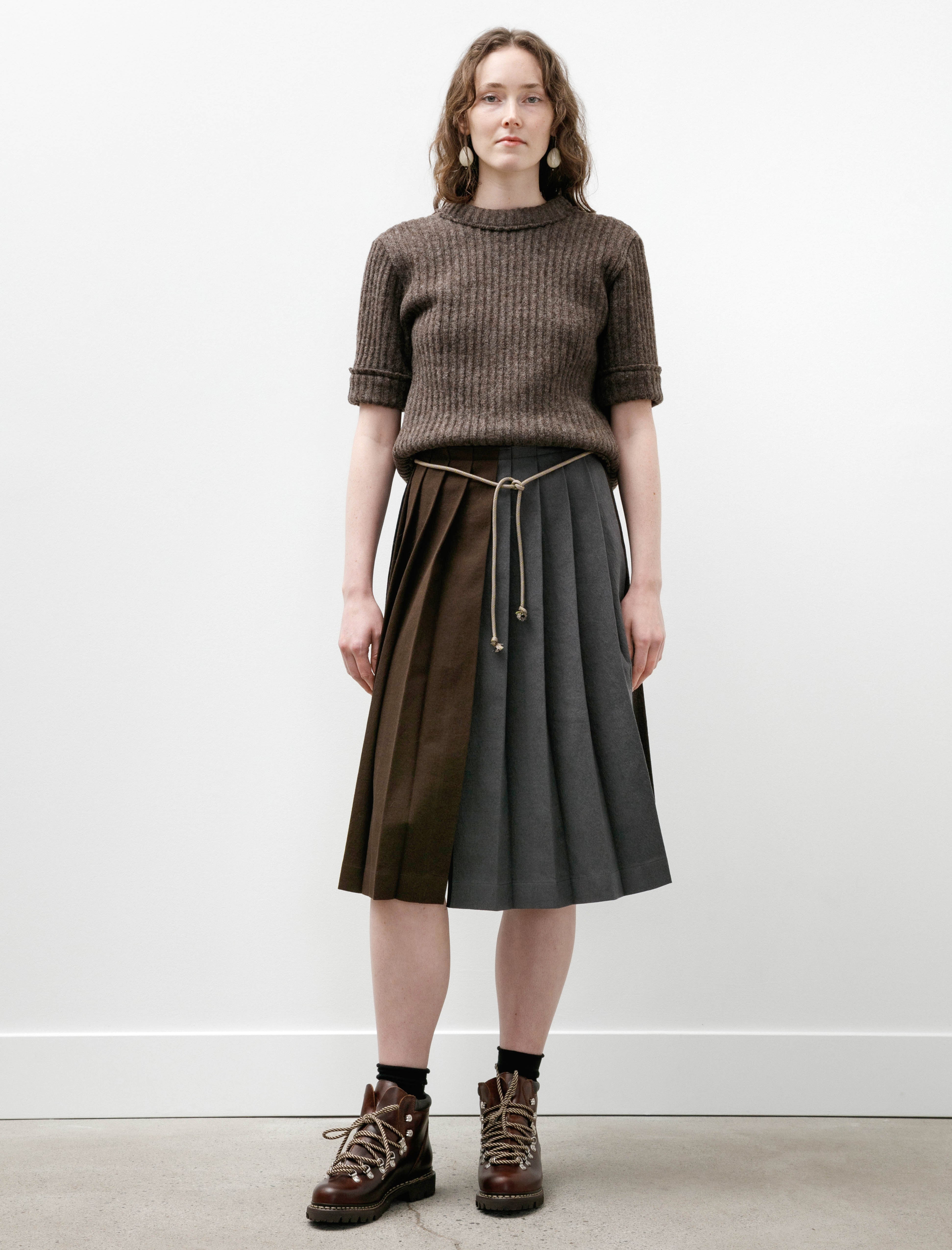 Hache Kilt Skirt Navy and Orange