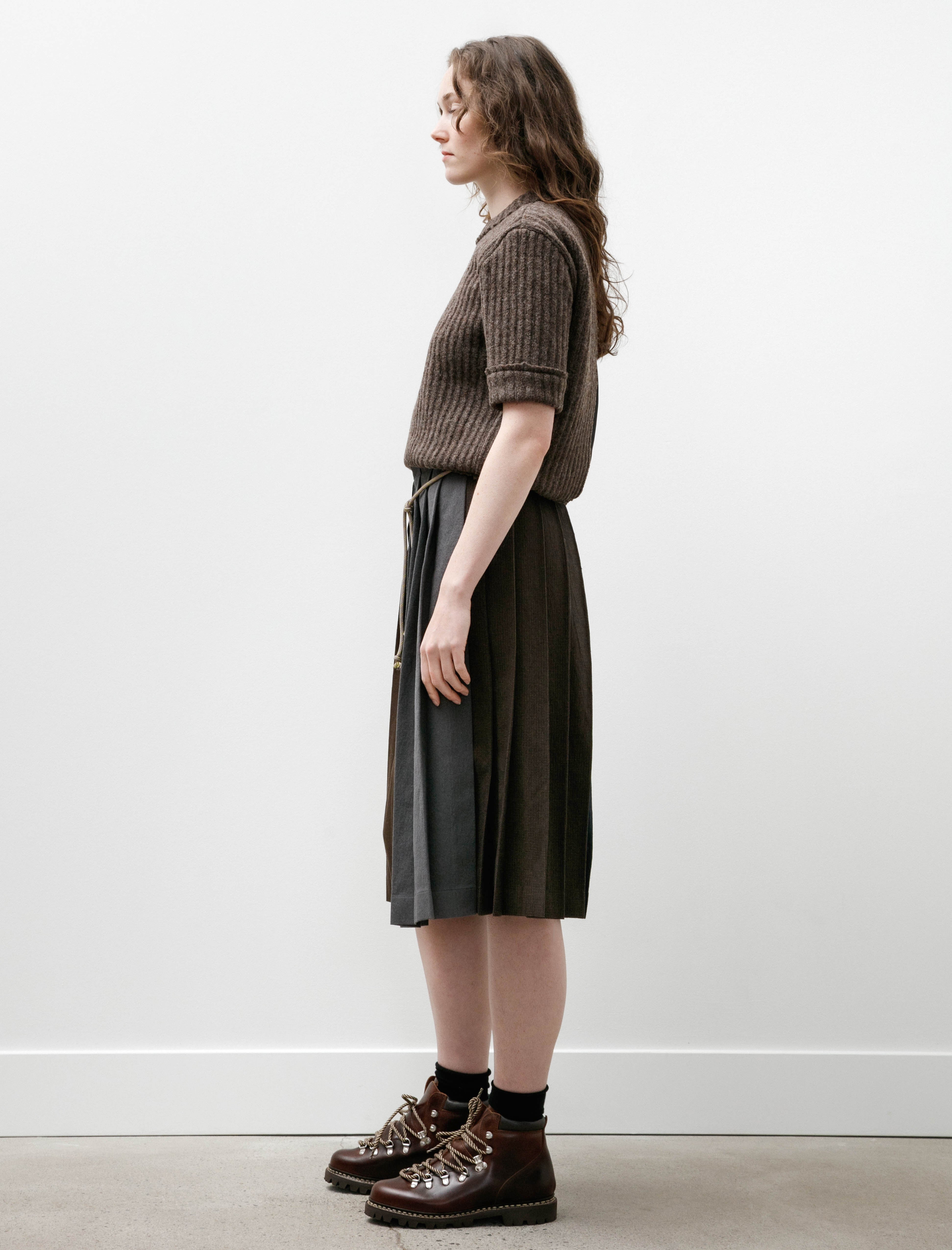 Hache Kilt Skirt Navy and Orange