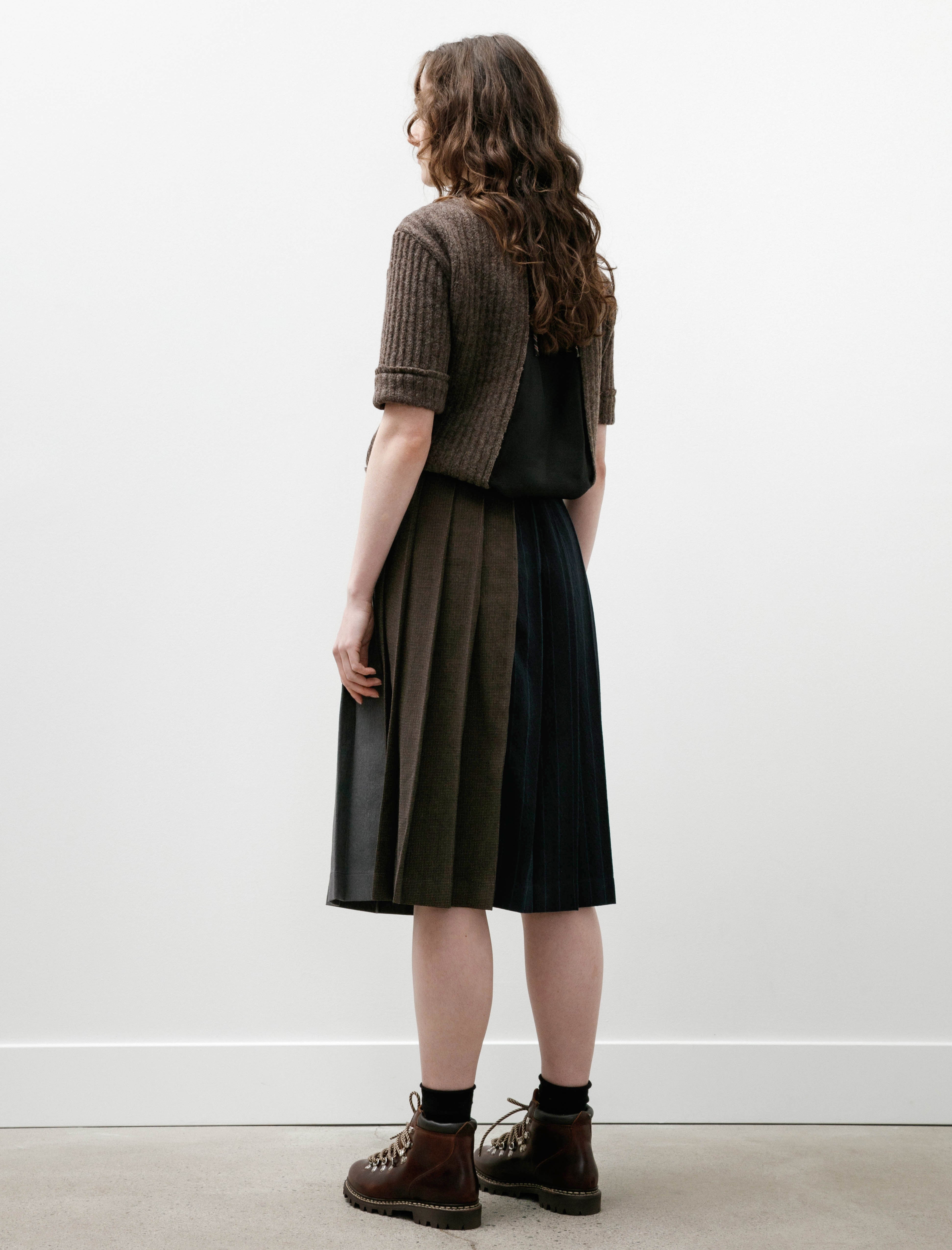 Hache Kilt Skirt Navy and Orange