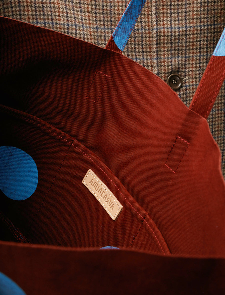 Washed Canvas Dot Tote Sky Blue Medium - Image 3