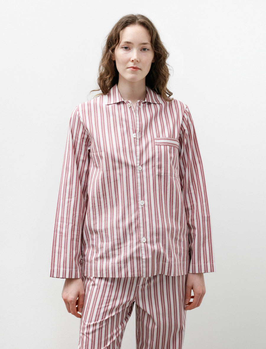 Poplin Pyjama Shirt Rhubarb Stripe - Image 1