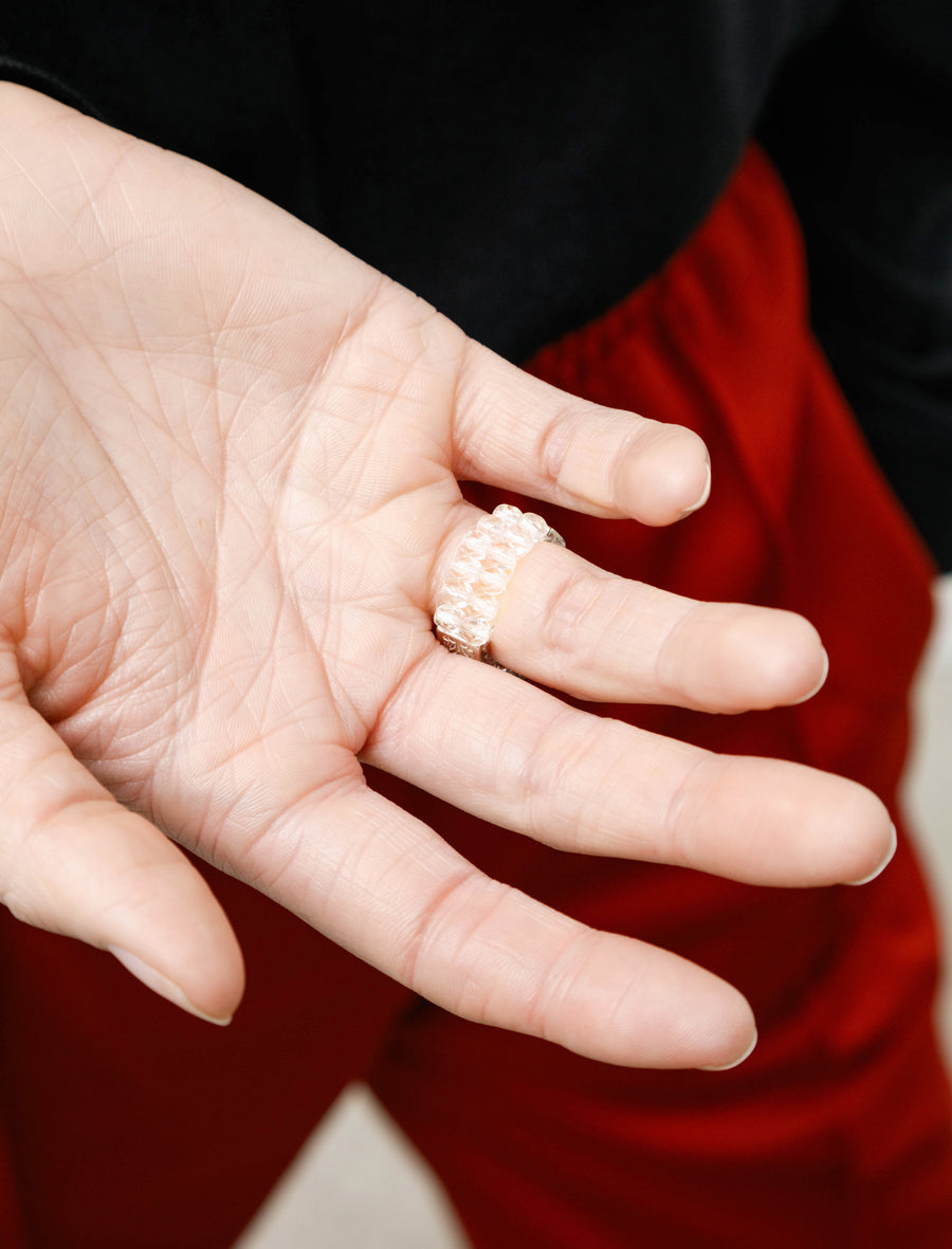 Needles x Tie A Knot Square Crystal Beads Ring Green/Clear - Image 2