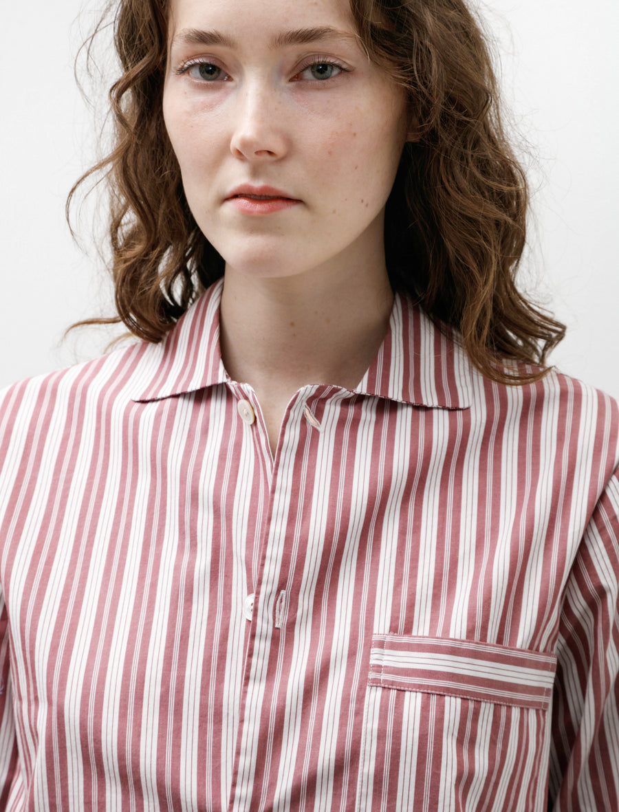 Poplin Pyjama Shirt Rhubarb Stripe - Image 2