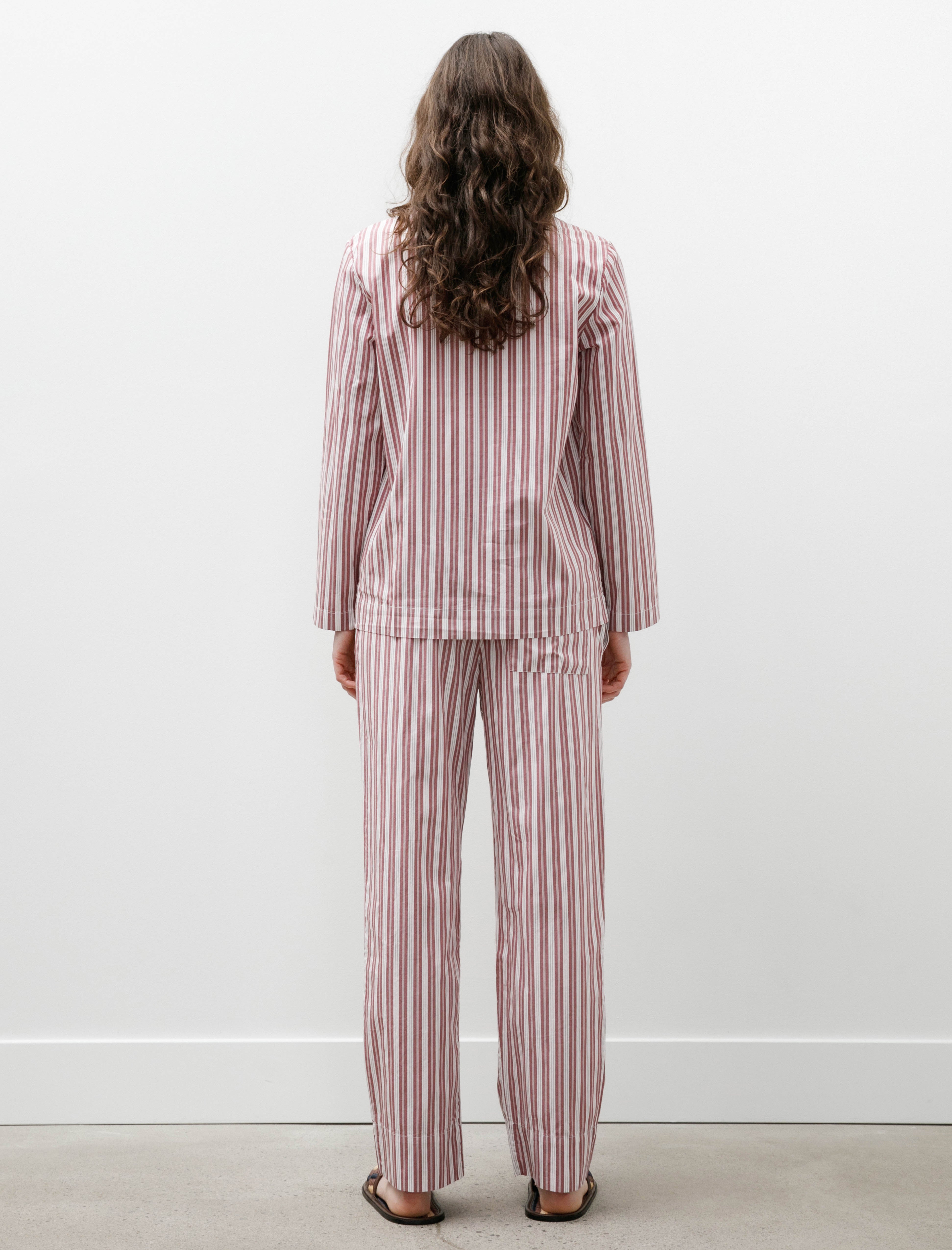 Tekla Poplin Pyjama Pants Rhubarb Stripe