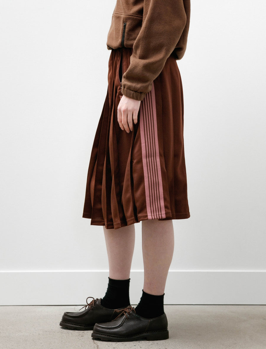 Pleated Track Skirt Poly Smooth Brown - Image 3