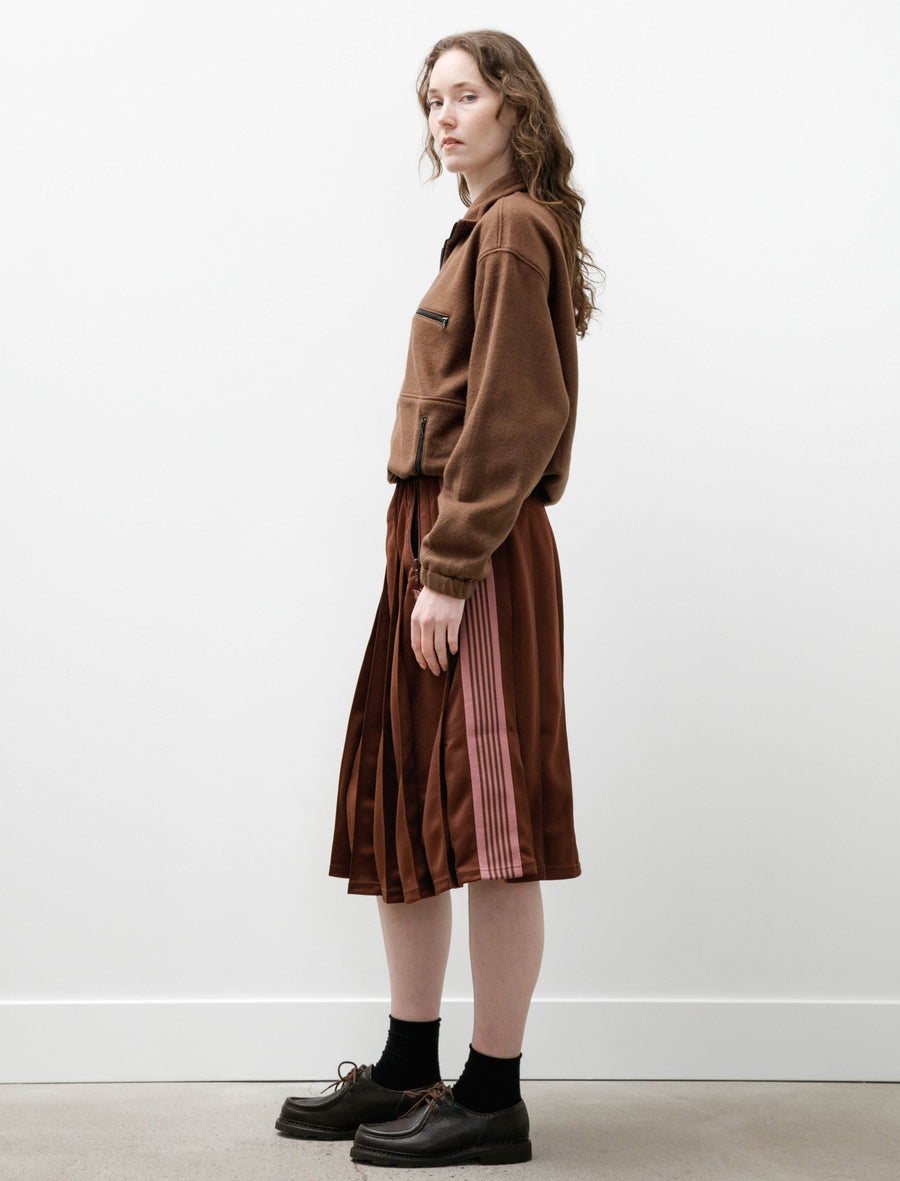 Pleated Track Skirt Poly Smooth Brown - Image 4