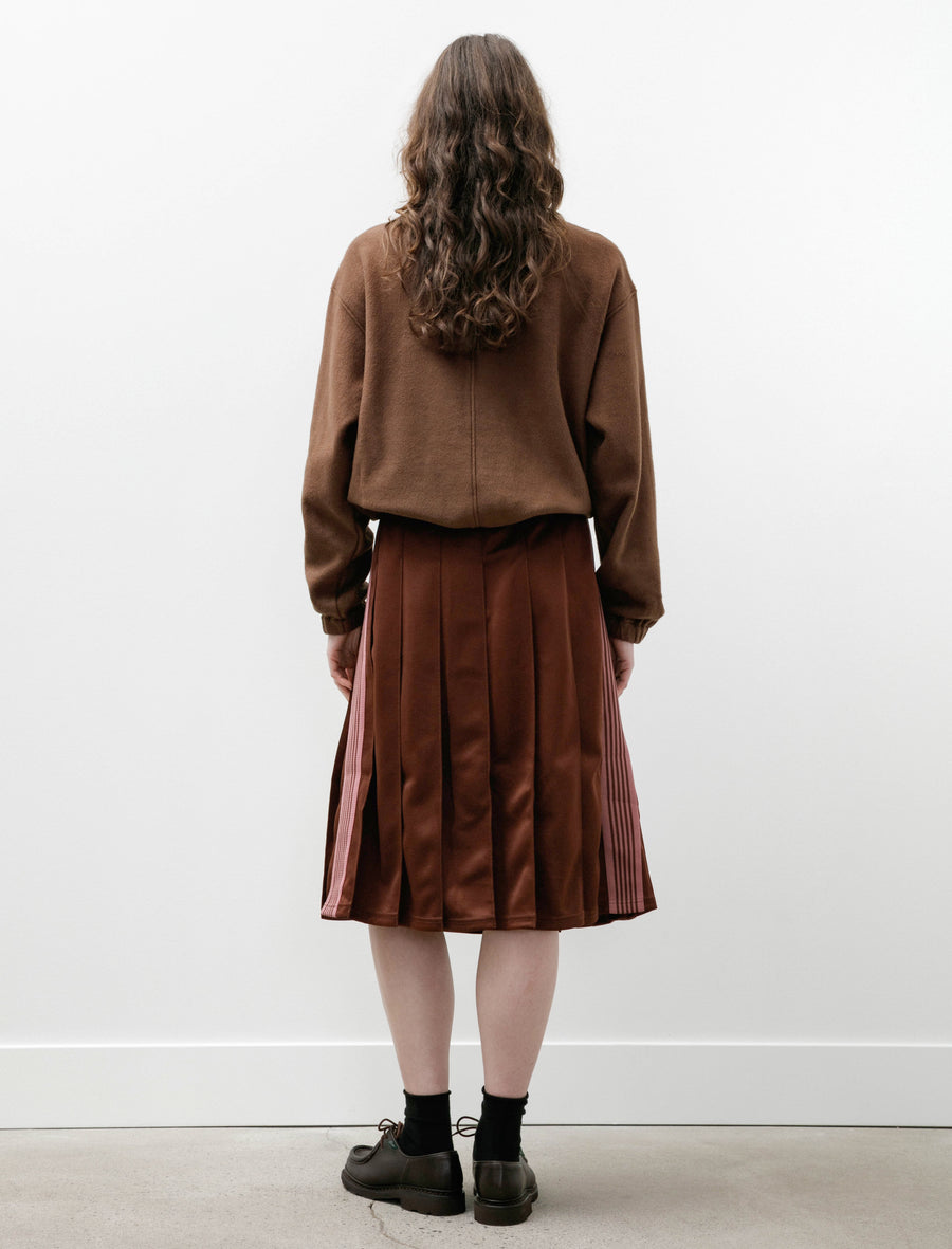 Pleated Track Skirt Poly Smooth Brown - Image 6