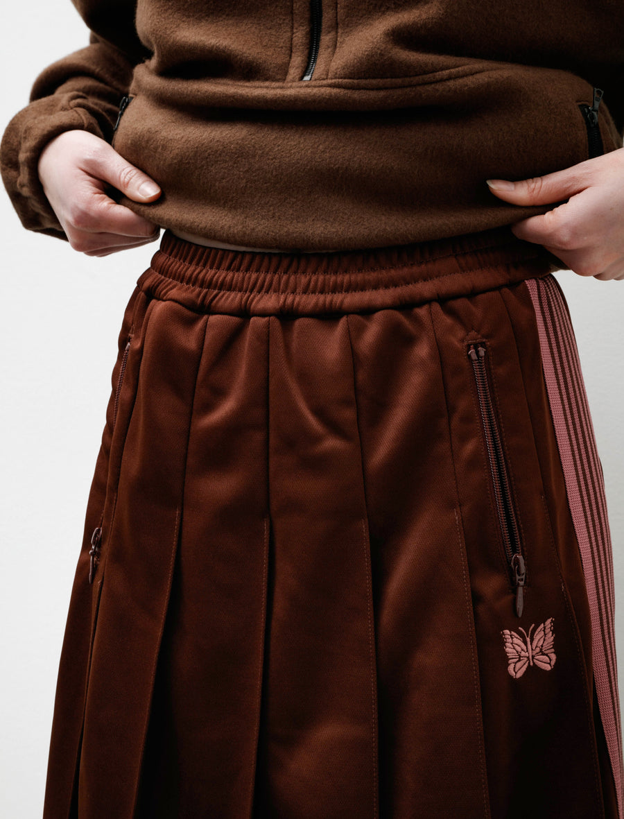 Pleated Track Skirt Poly Smooth Brown - Image 8