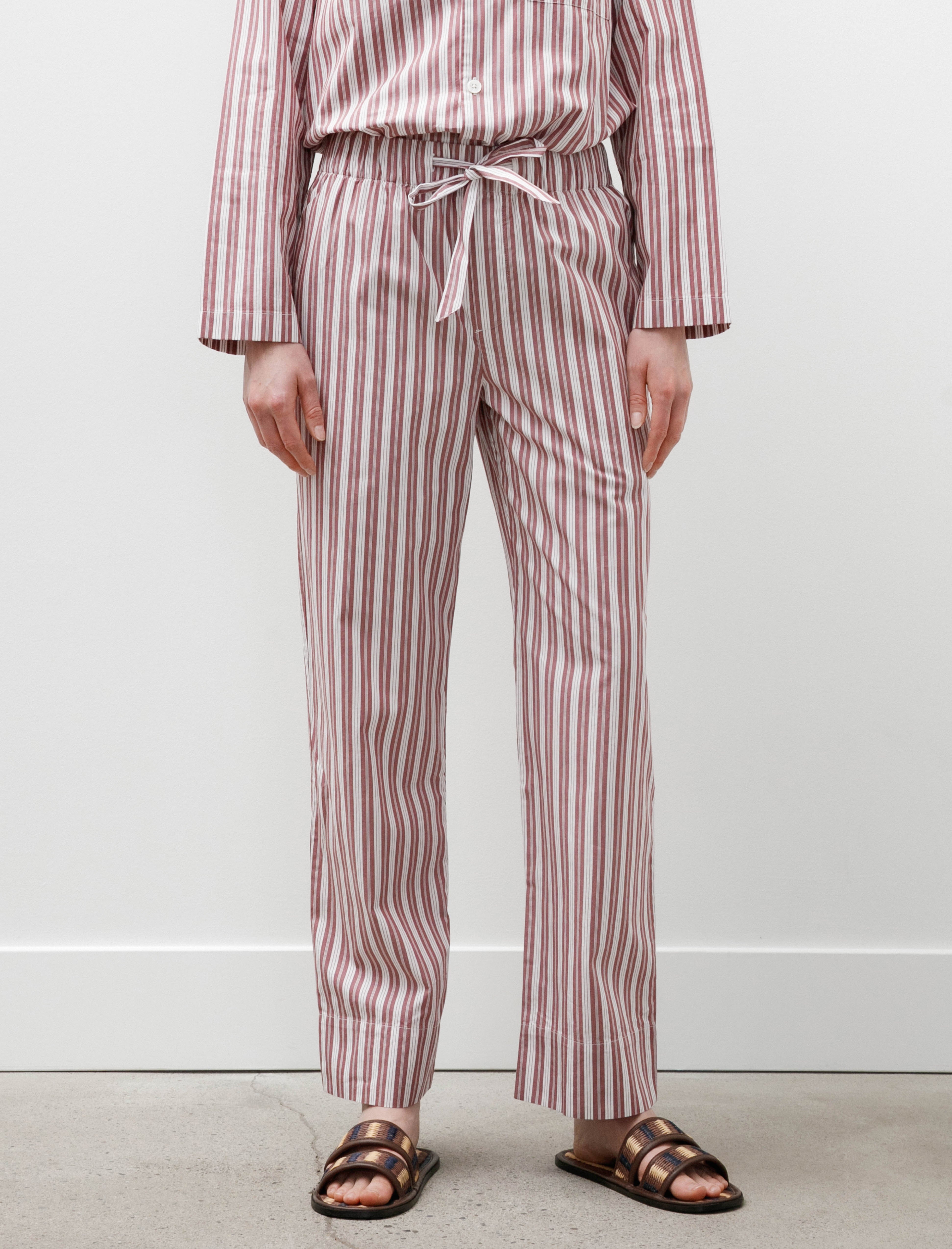 Tekla Poplin Pyjama Pants Rhubarb Stripe