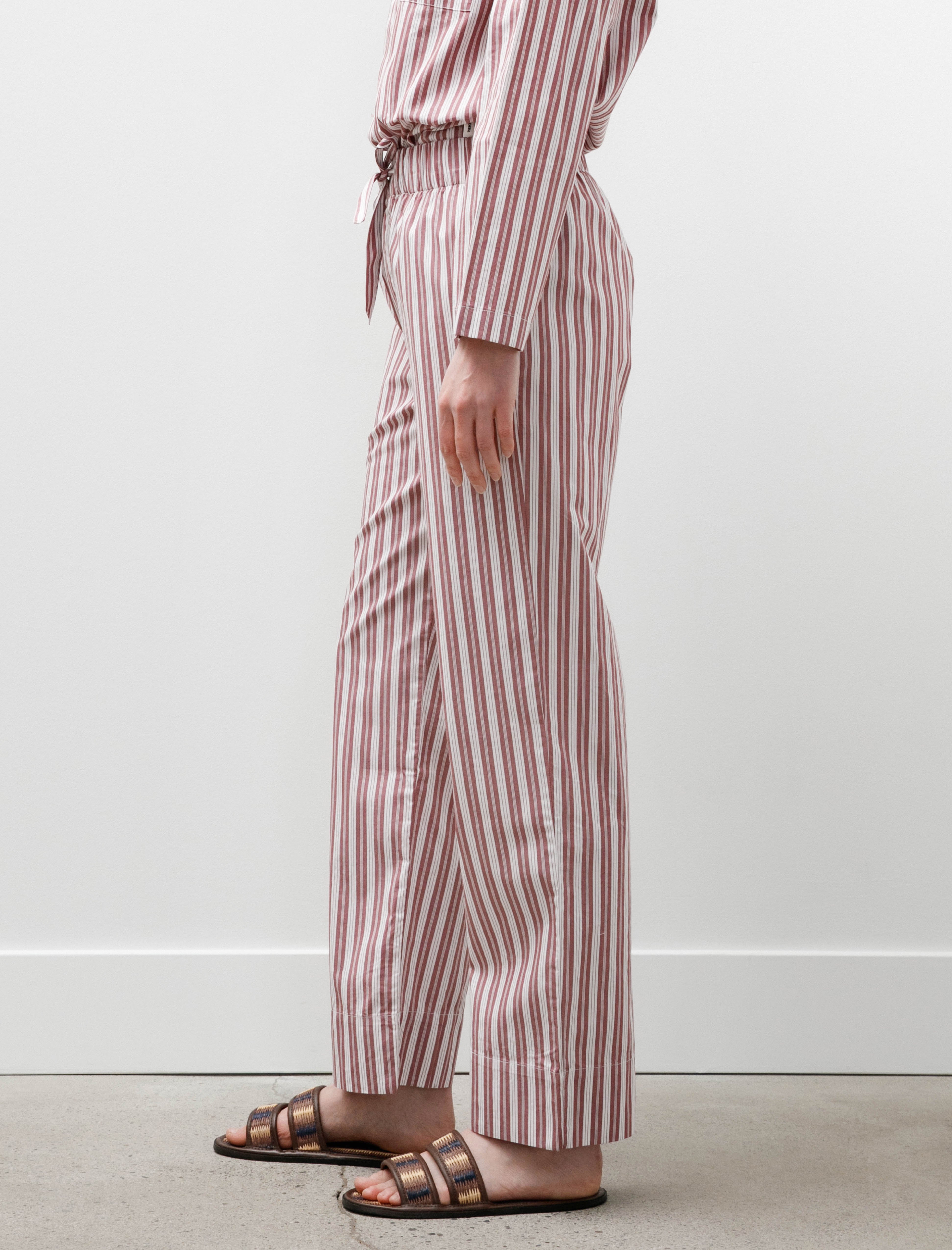Tekla Poplin Pyjama Pants Rhubarb Stripe