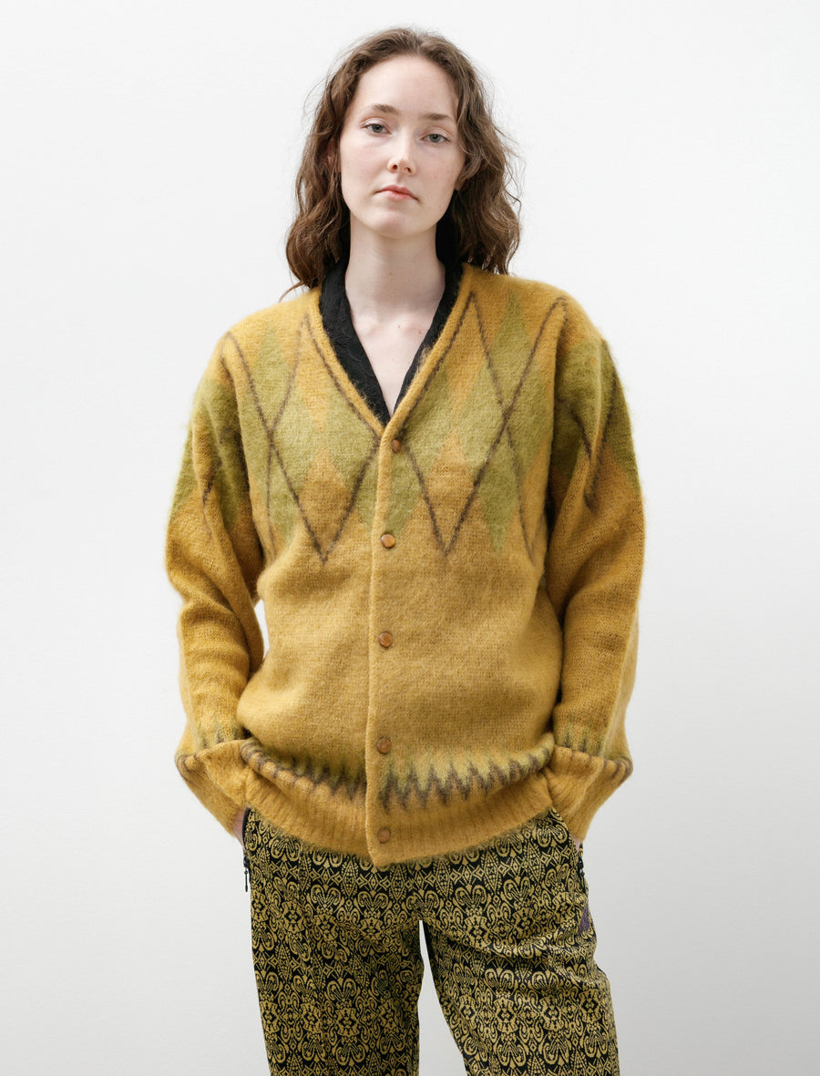 Mohair Cardigan Argyle Mustard - Image 1